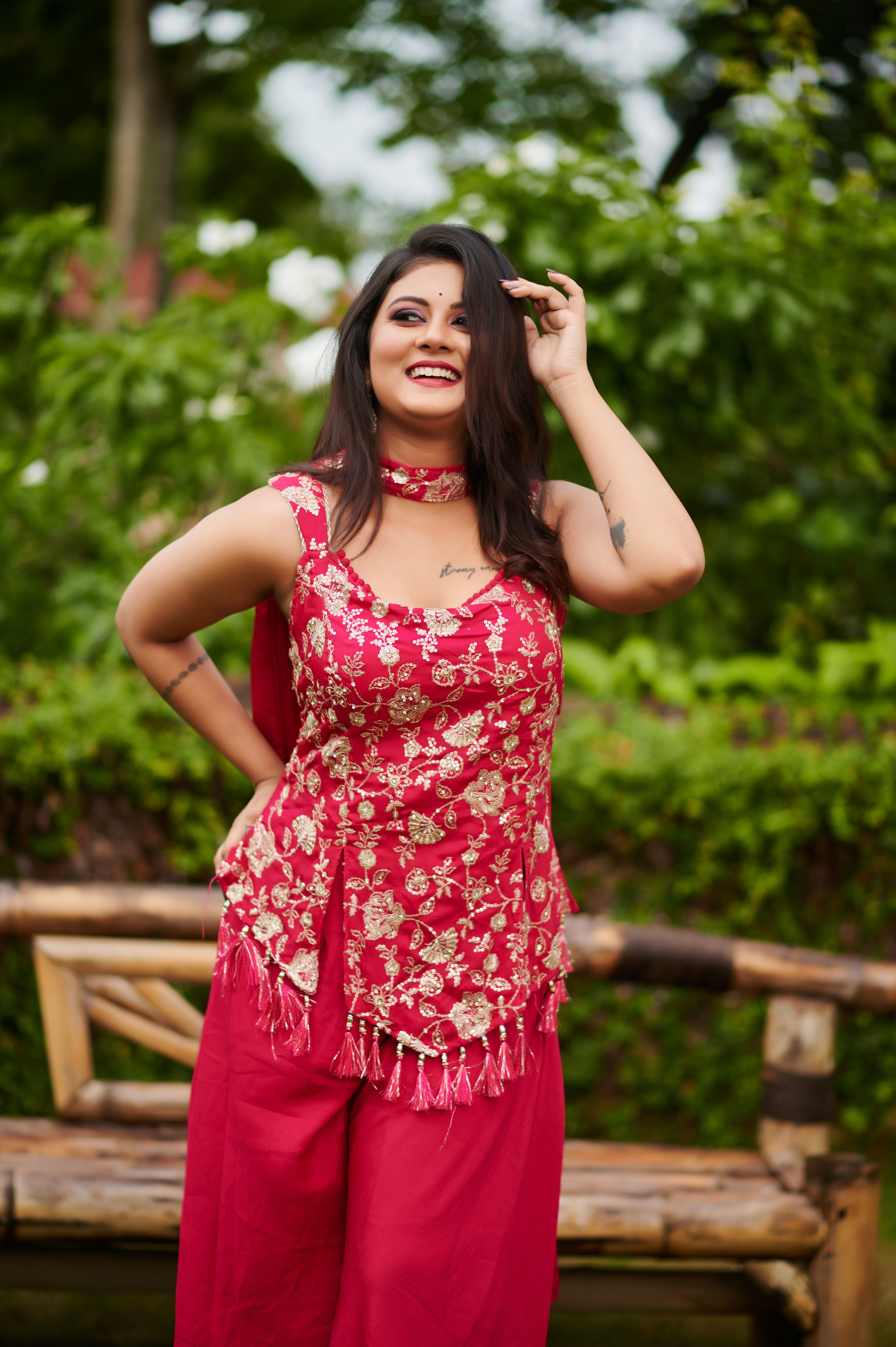 Royal Rouge – Embroidered Indo-Western 3-Piece Set