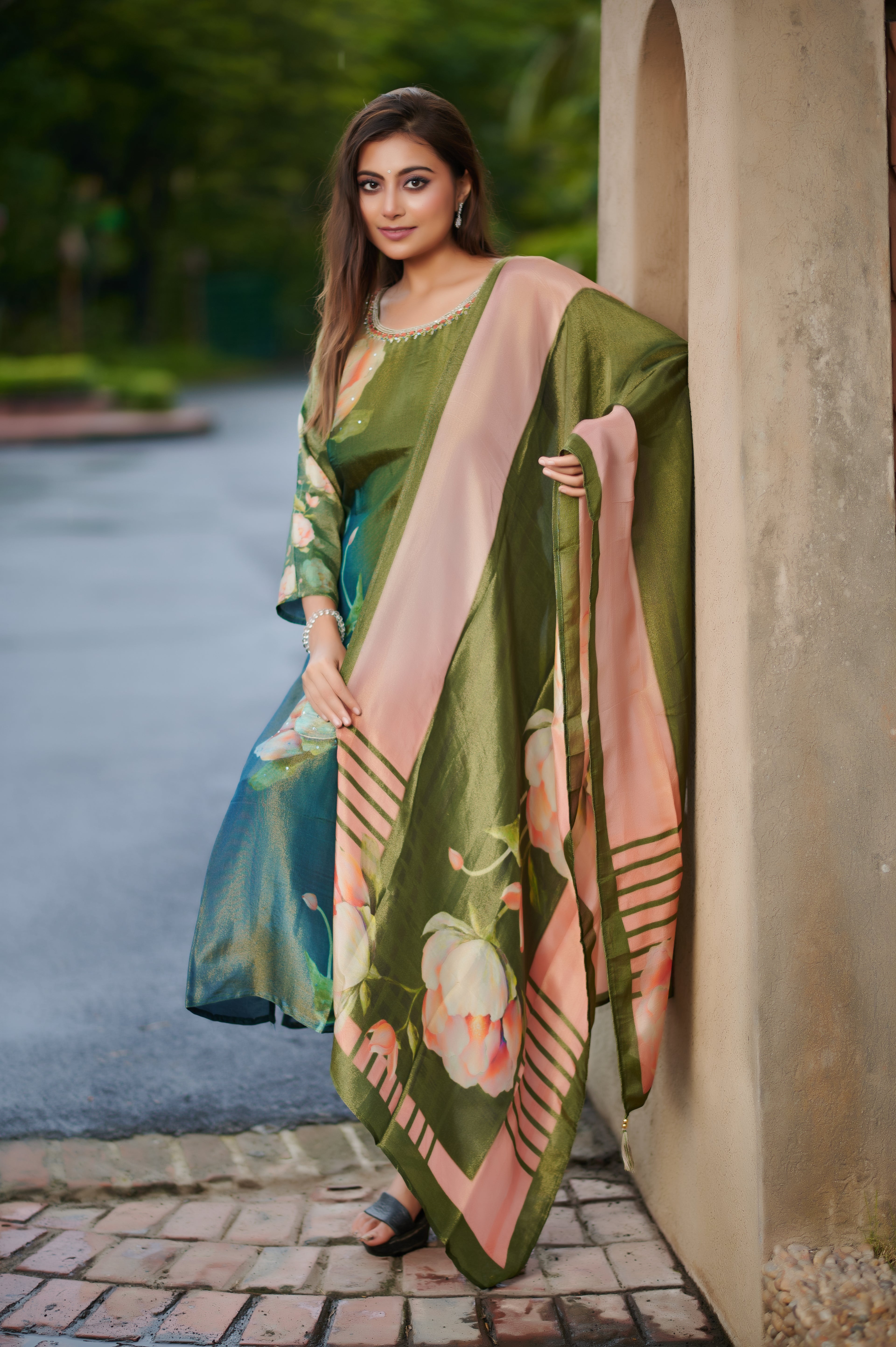 Olive Blossom Kurta Set