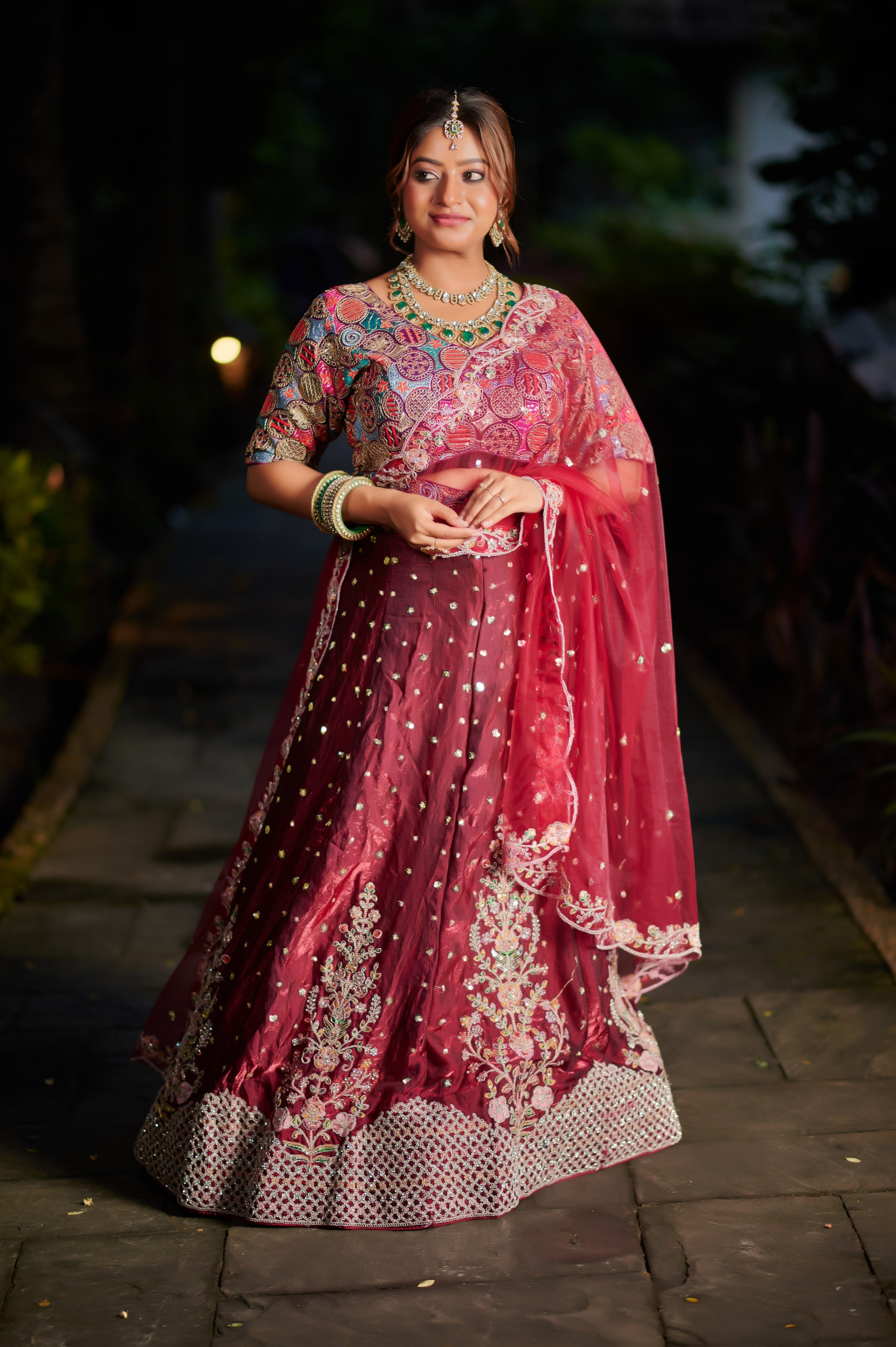 Royal Maroon Embroidered Bridal Lehenga Set