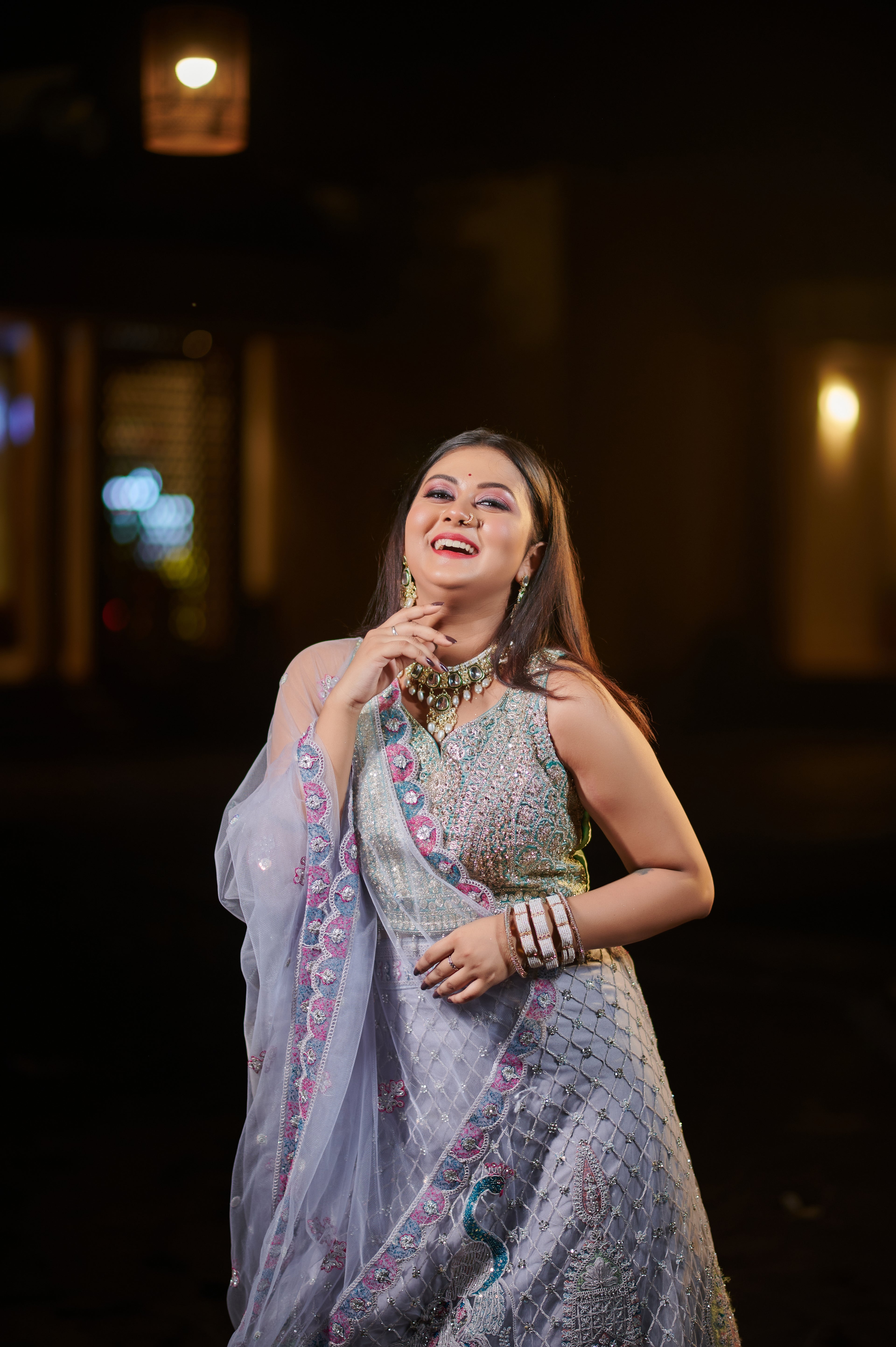 Majestic Mauve Full-Flair Embroidered Lehenga