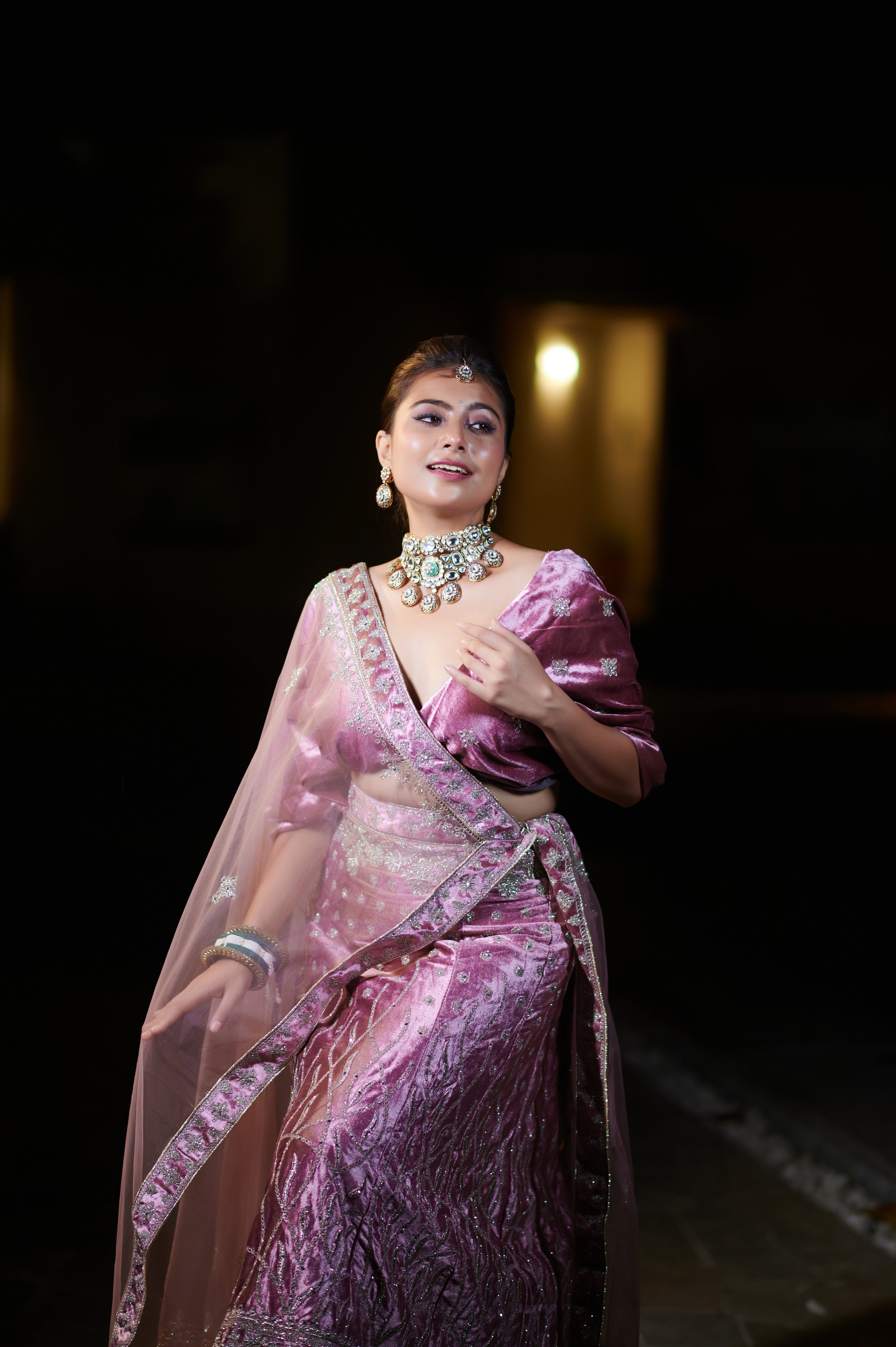 Rose Quartz Velvet Elegance Lehenga