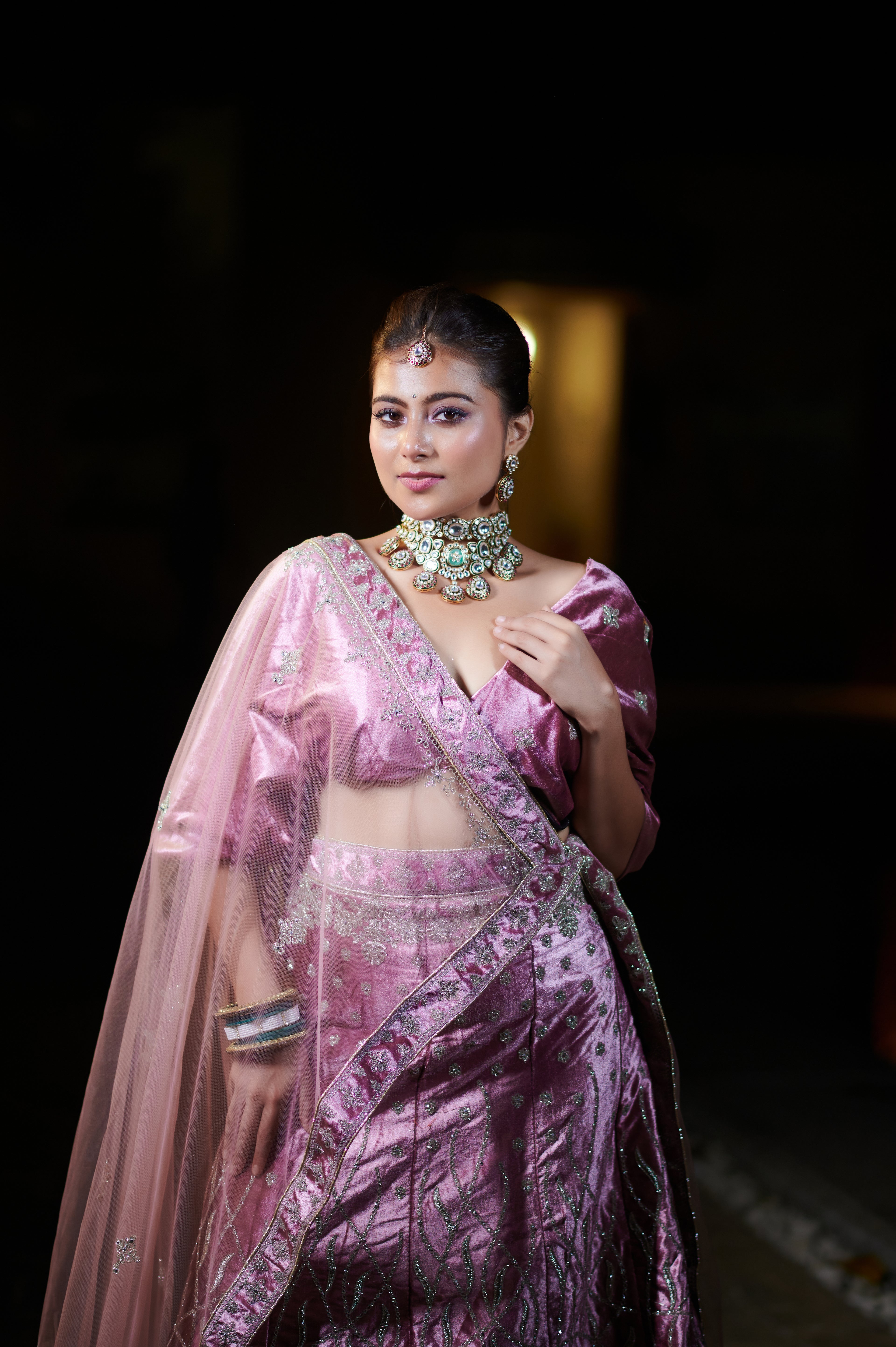 Rose Quartz Velvet Elegance Lehenga
