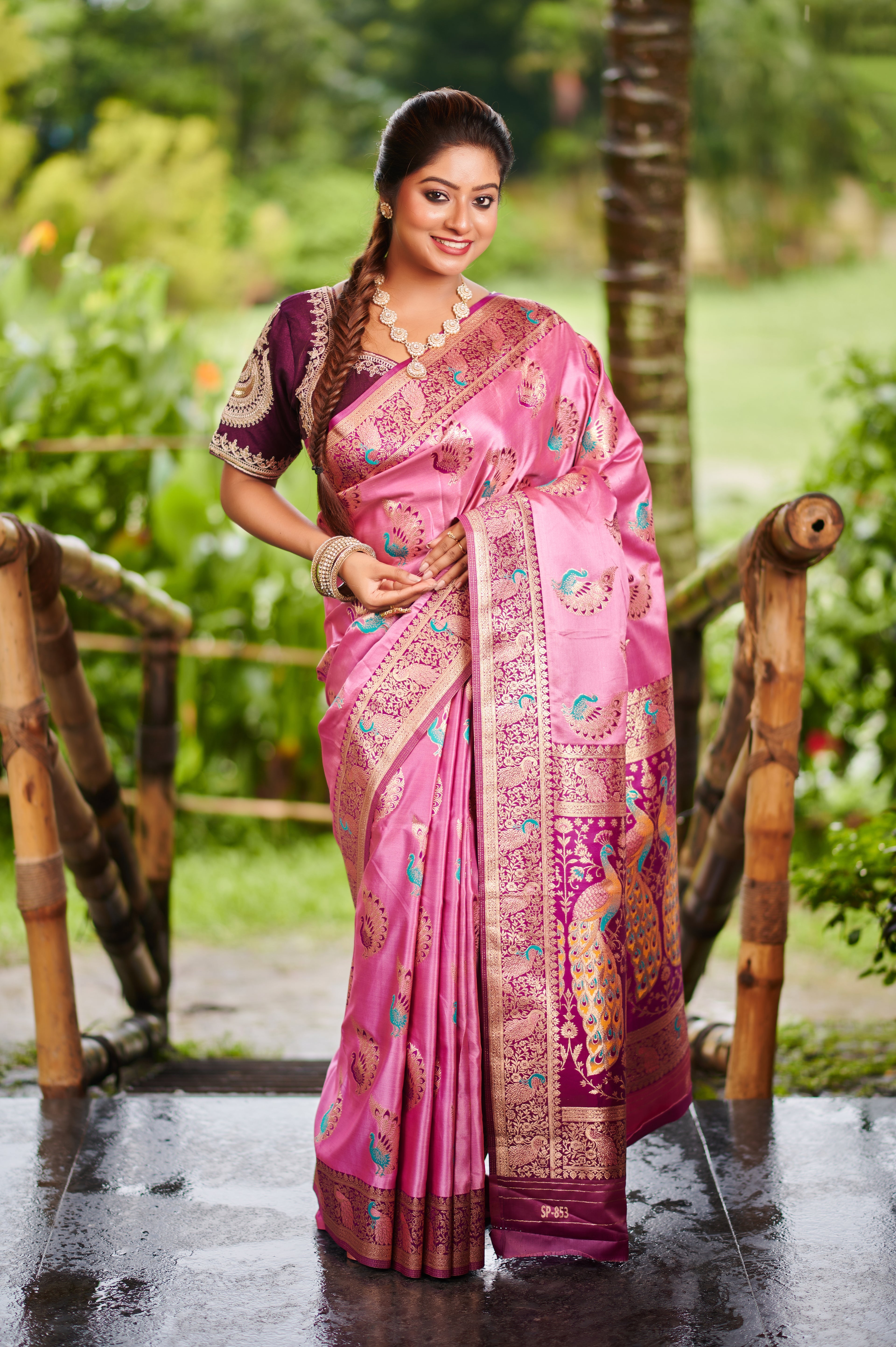 Royal Radiance – Pure Silk Saree with Intricate Peacock Motif
