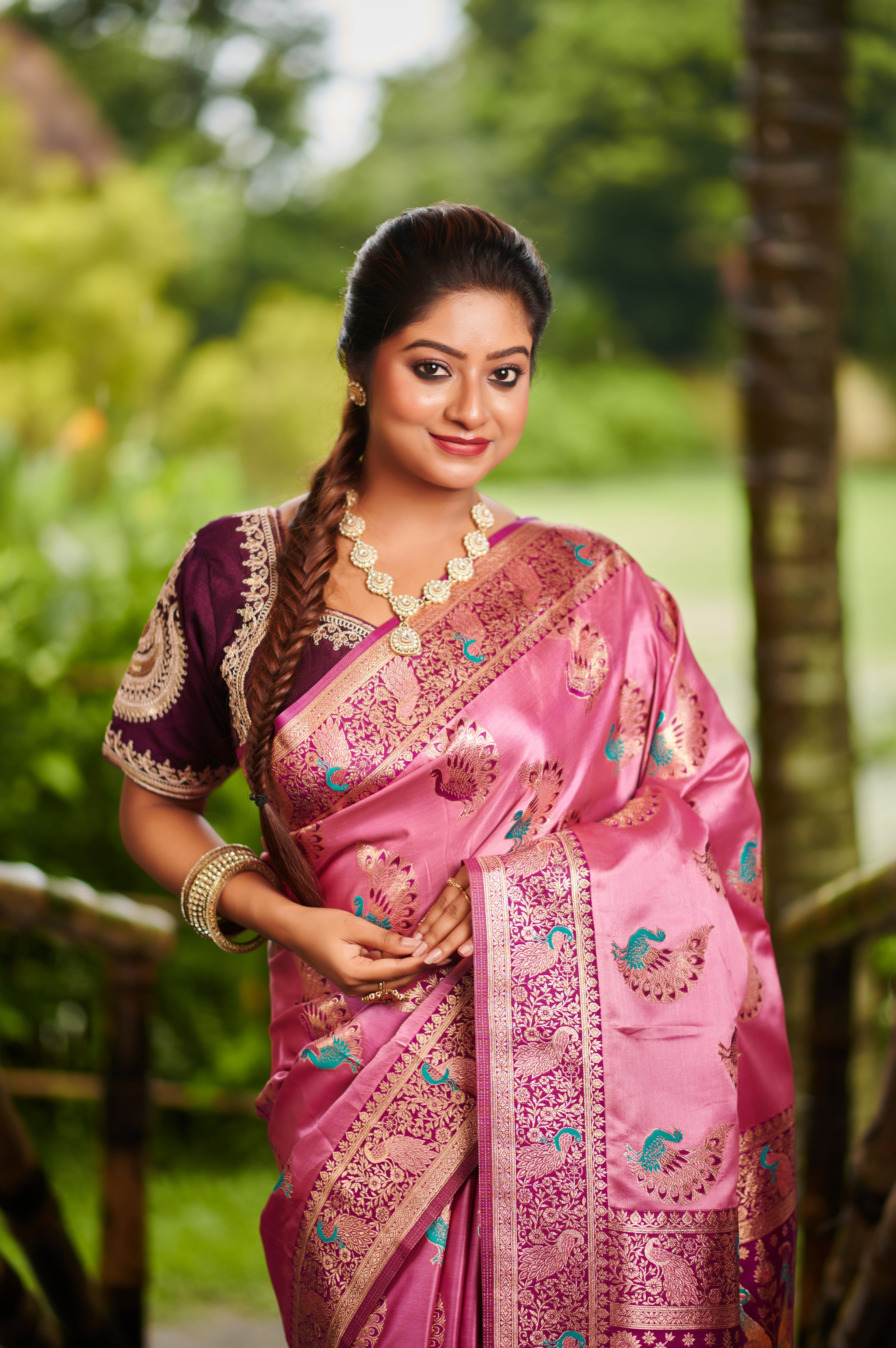 Royal Radiance – Pure Silk Saree with Intricate Peacock Motif