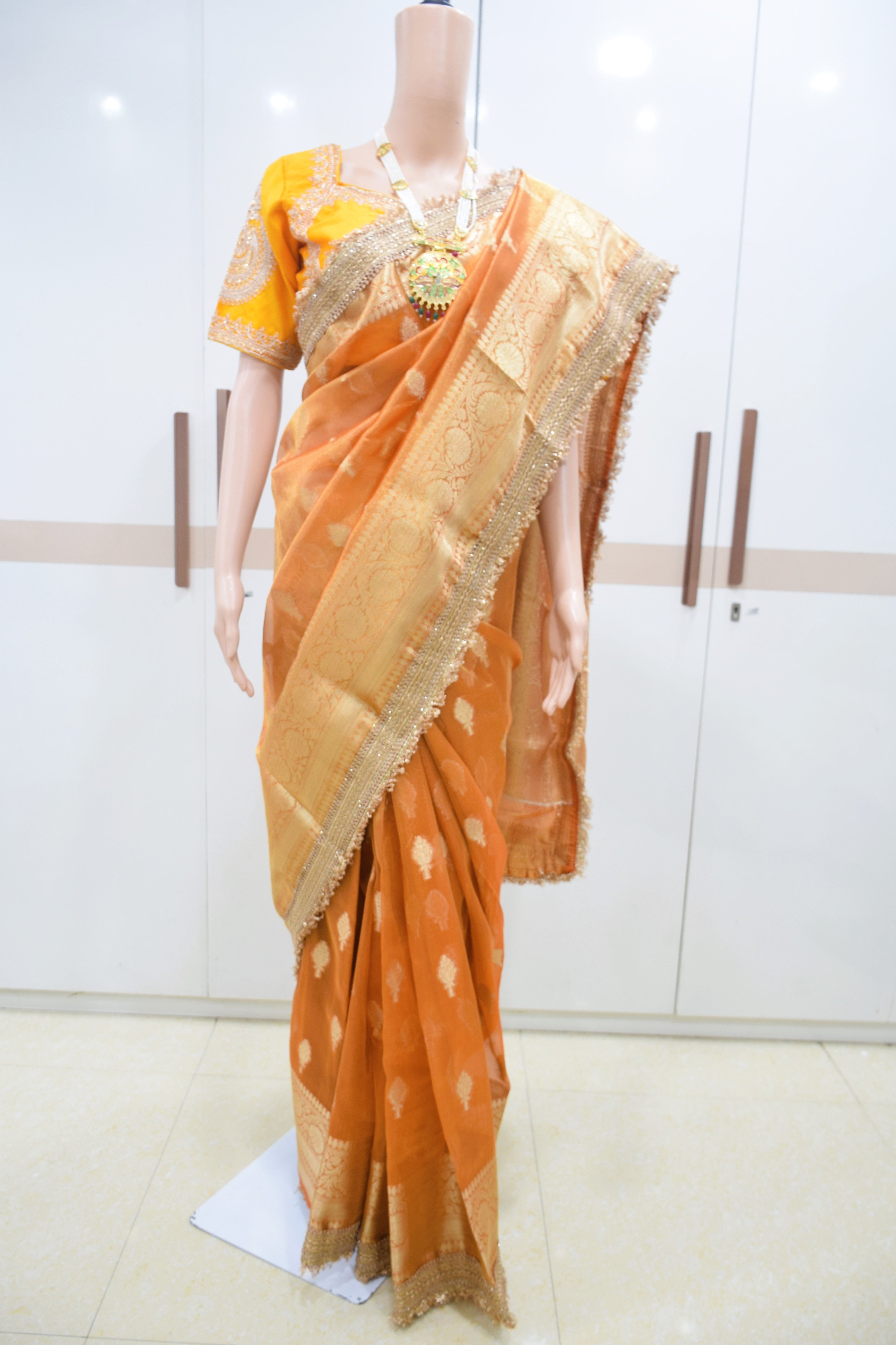 Golden Sunset Banarasi Elegance Saree