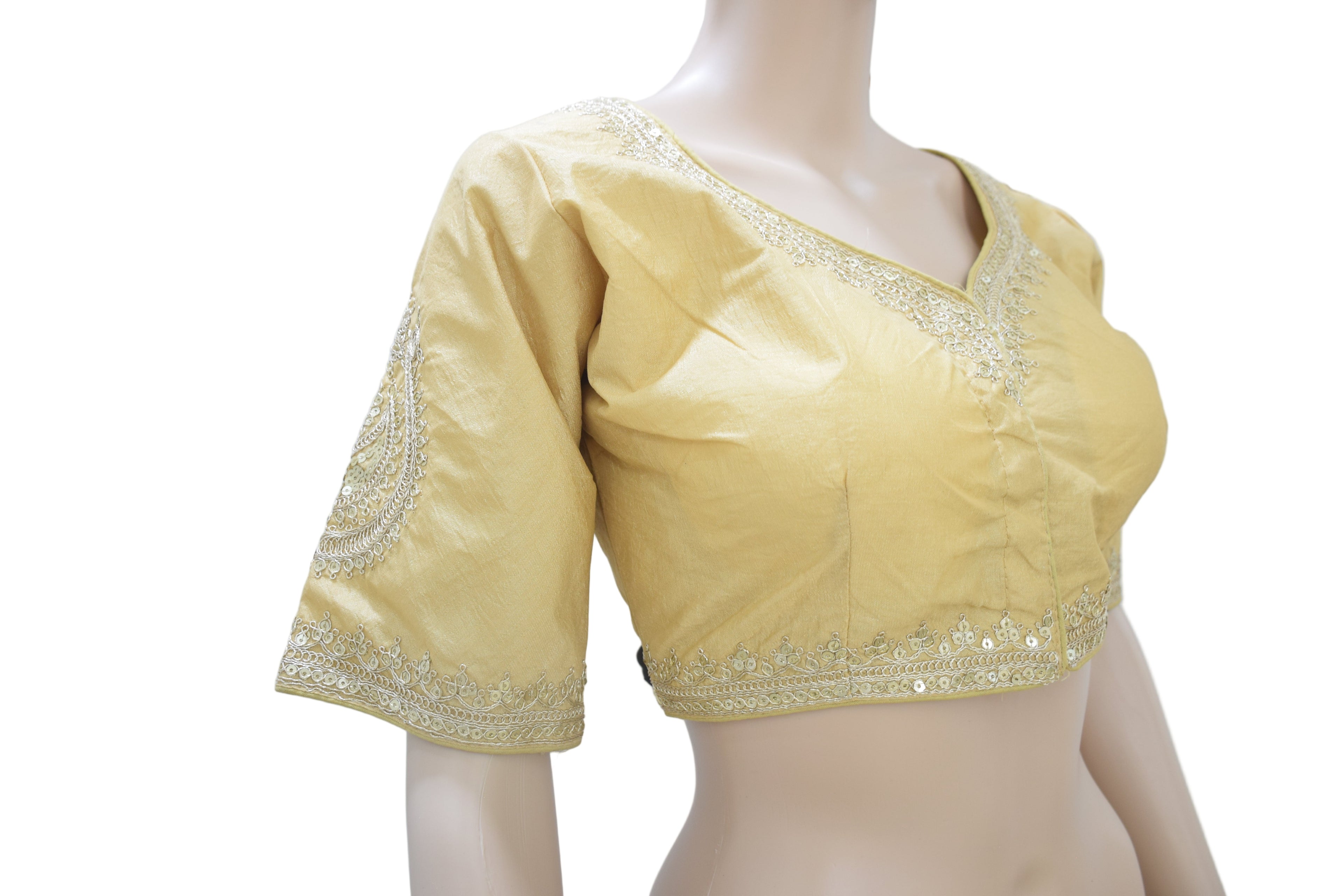 Beige Embroidered Elegant Blouse