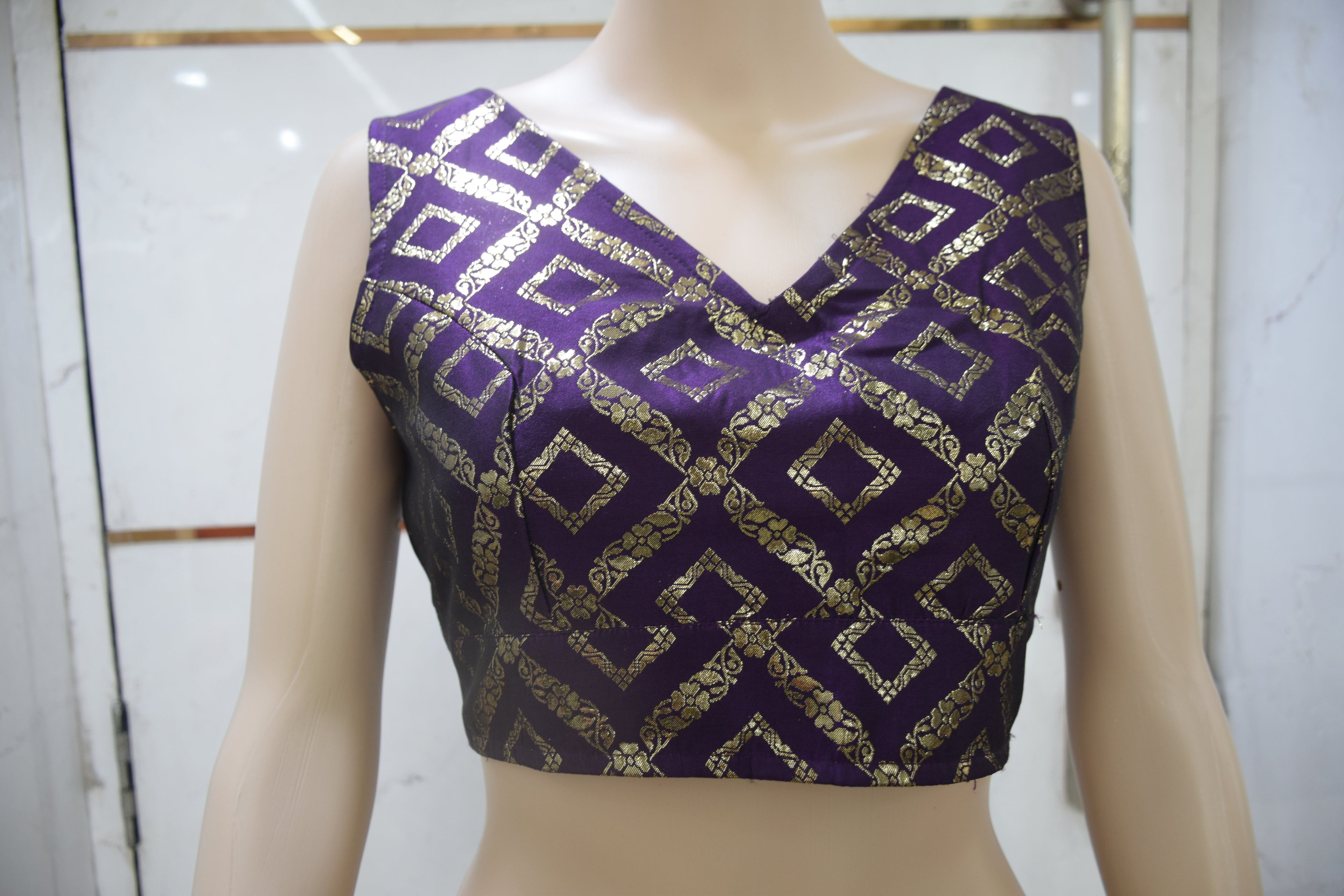 Royal Indigo Brocade Blouse