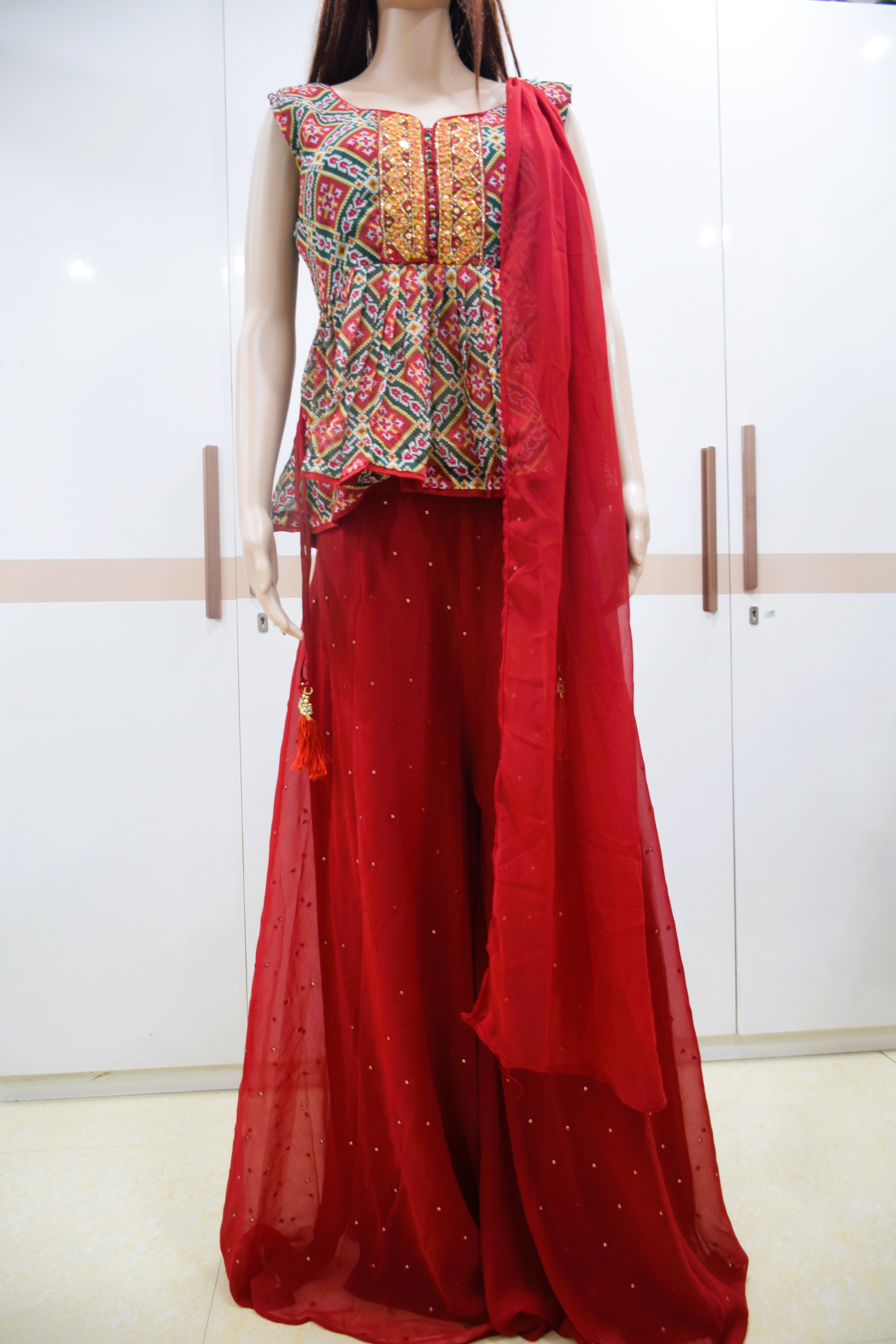 The Festive Red Navratri Indo Western Set