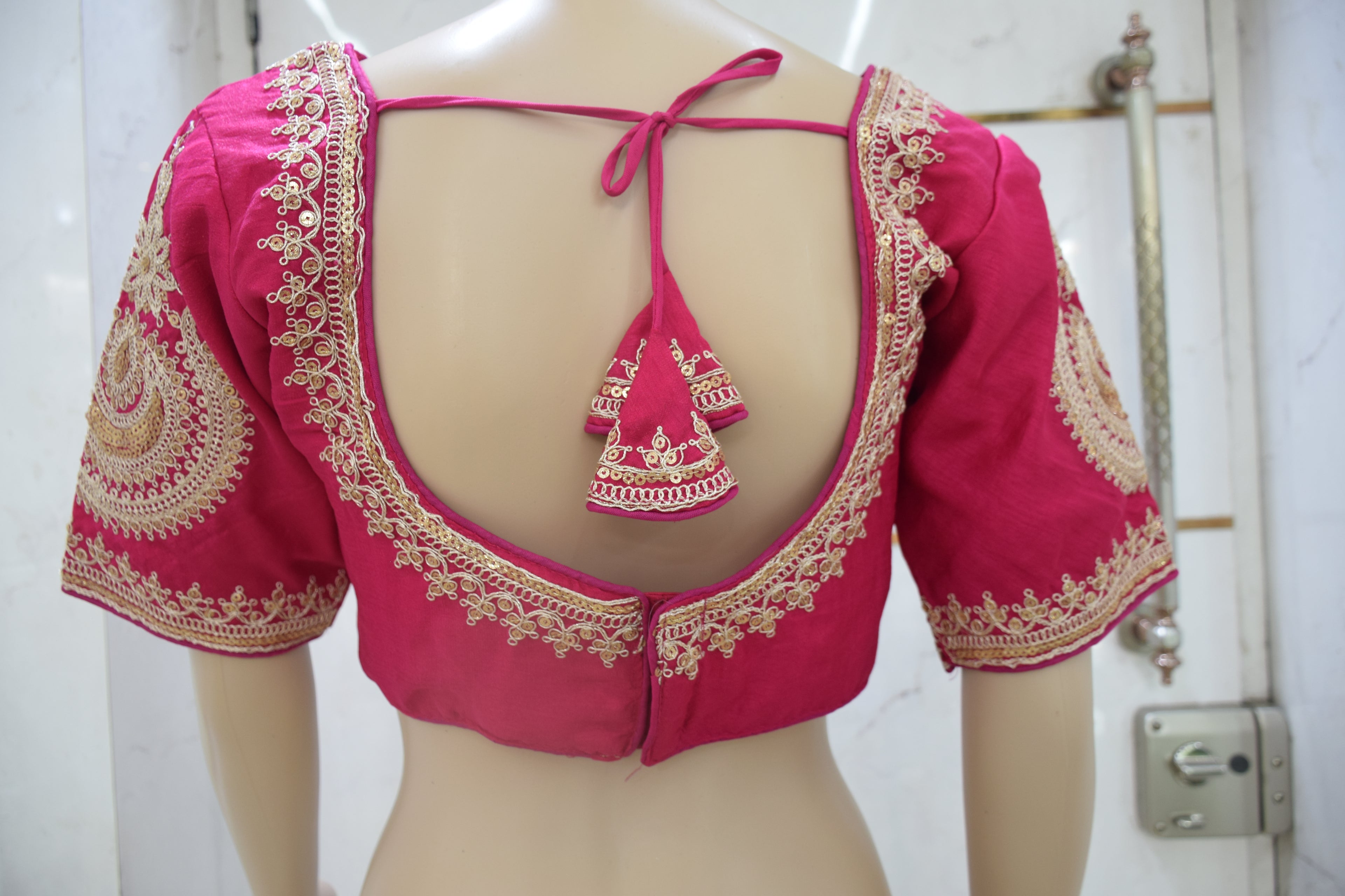 Rani Pink Elegance – Handcrafted Embroidered Blouse