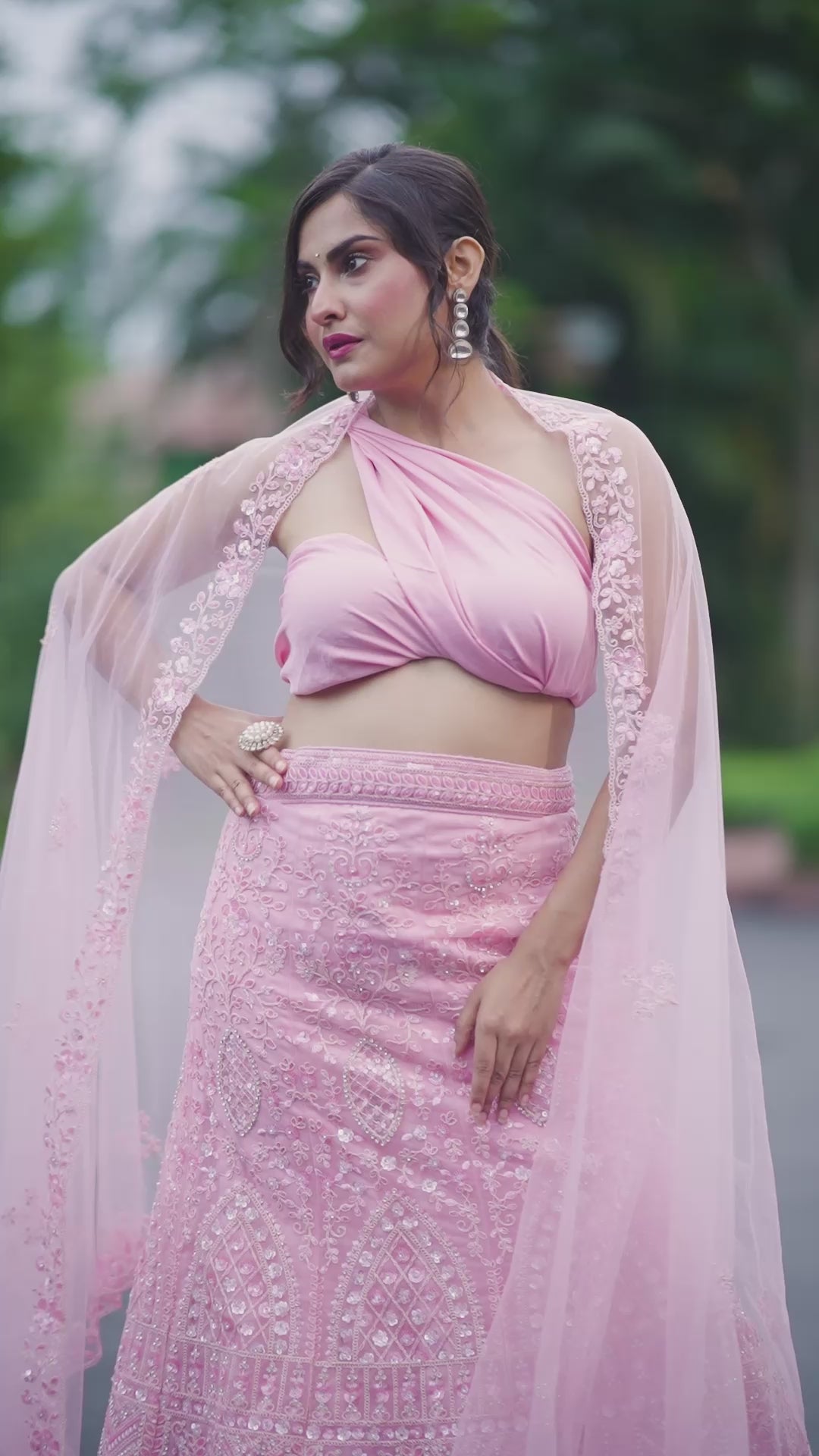 Blush Pink Mirror Embellished Lehenga Set