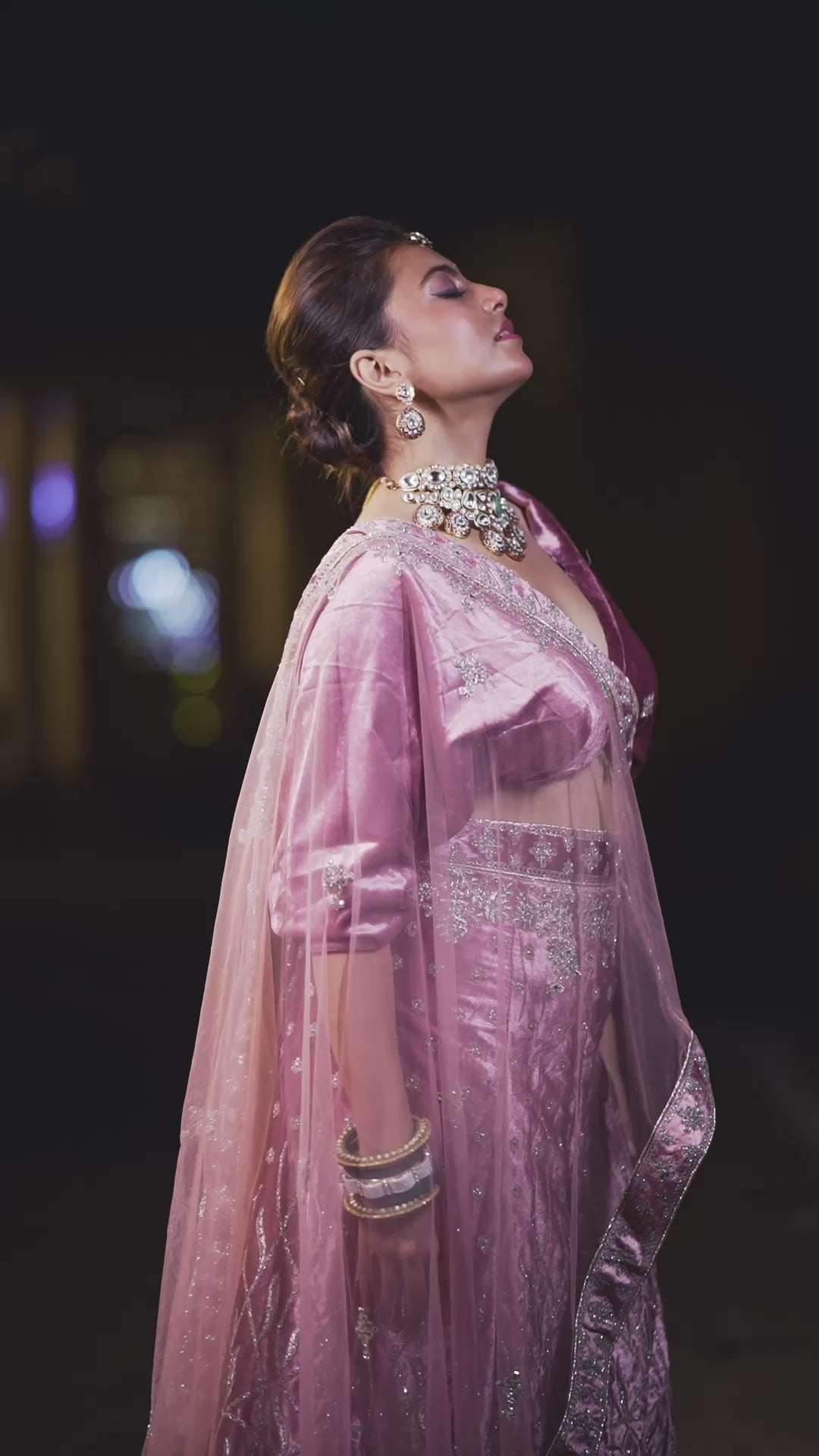 Rose Quartz Velvet Elegance Lehenga