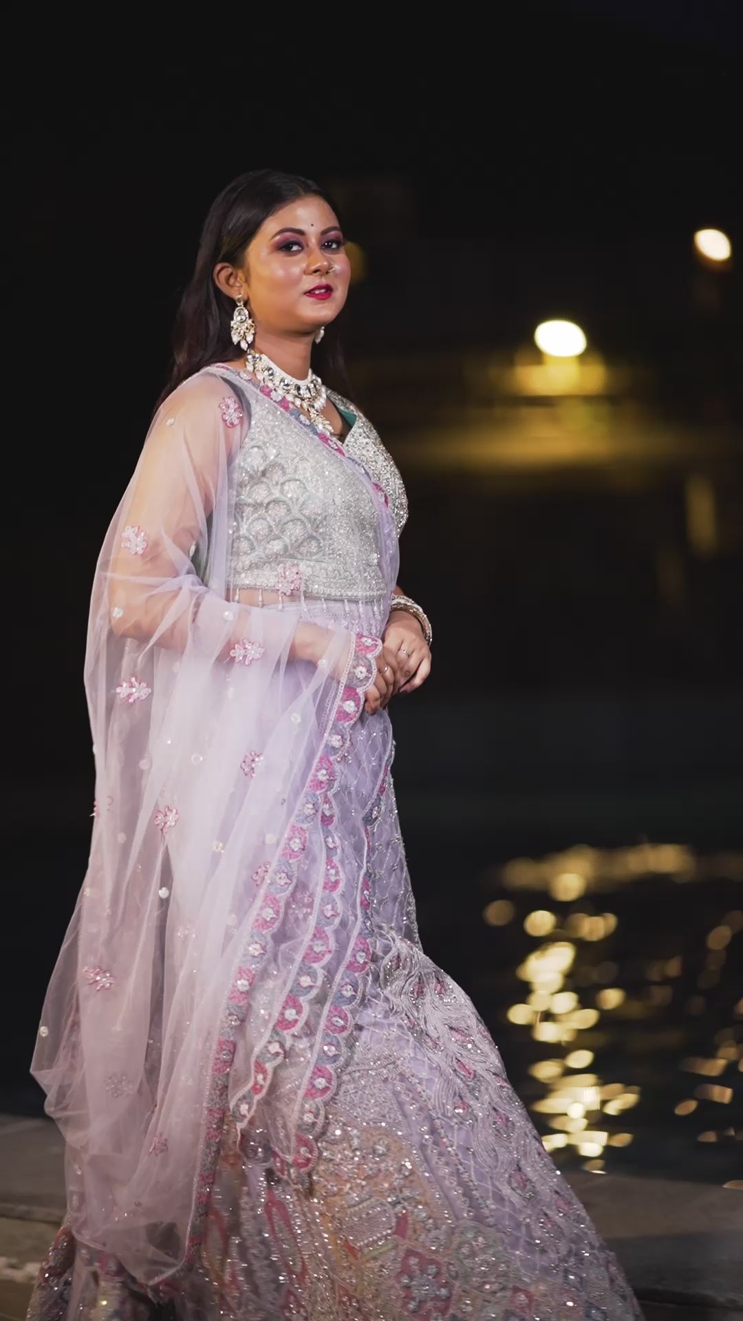 Majestic Mauve Full-Flair Embroidered Lehenga