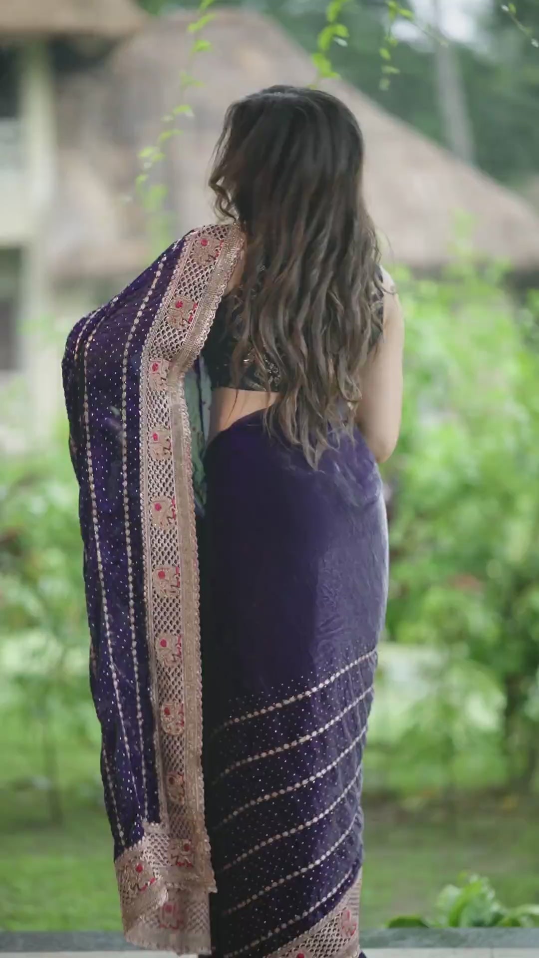 Midnight Blue Glamour – Luxe Bollywood chiffon Party & Bridal Saree