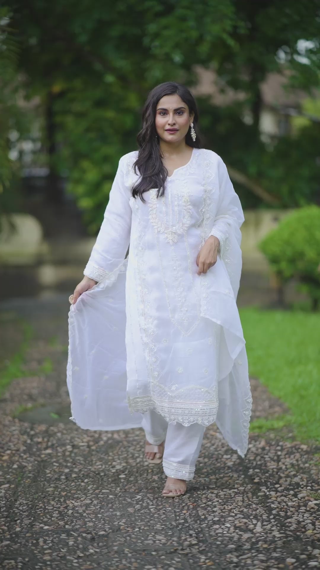 White Crystal Glow Kurta Set