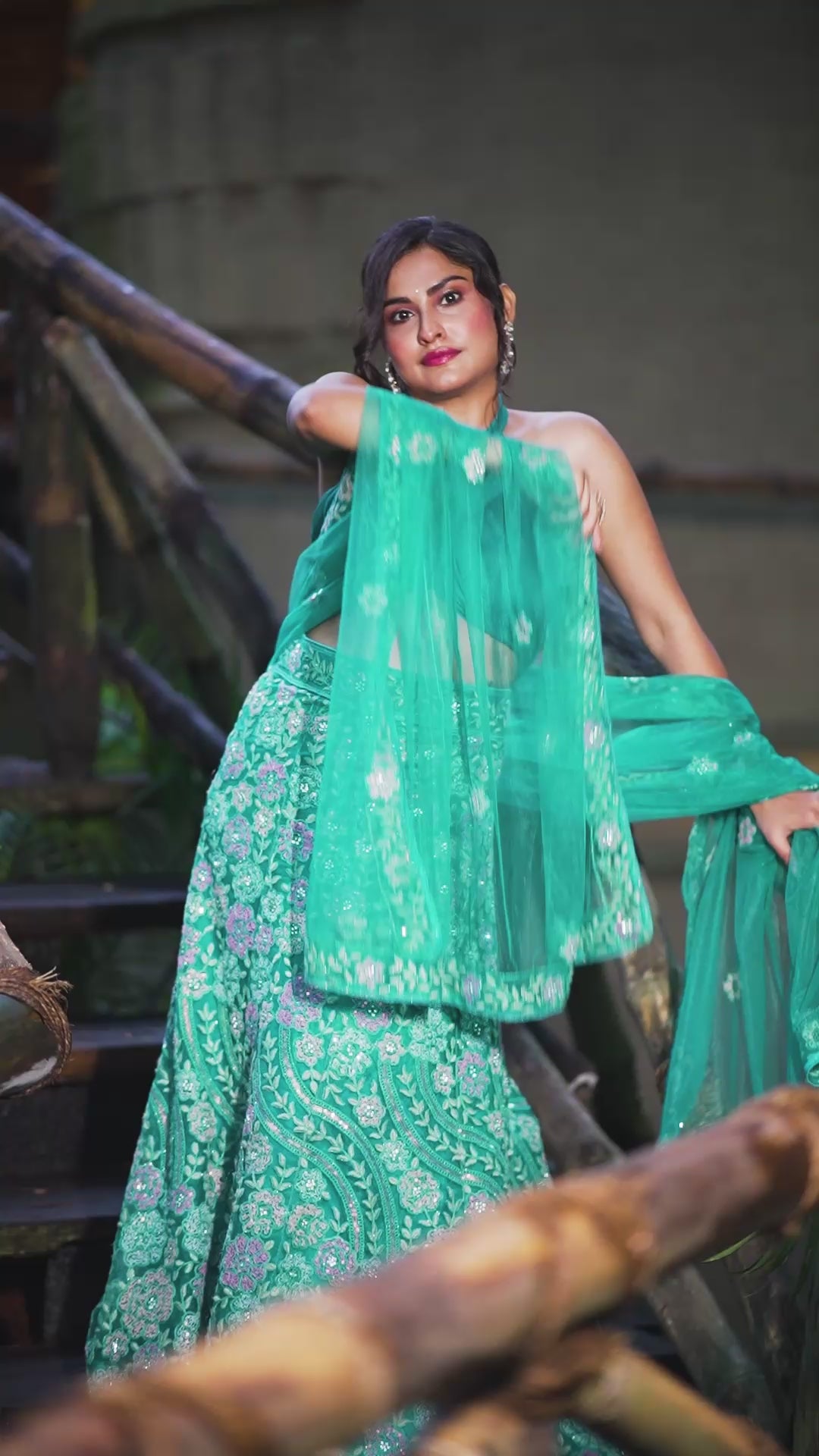 Ocean Teal Embroidered Lehenga Set