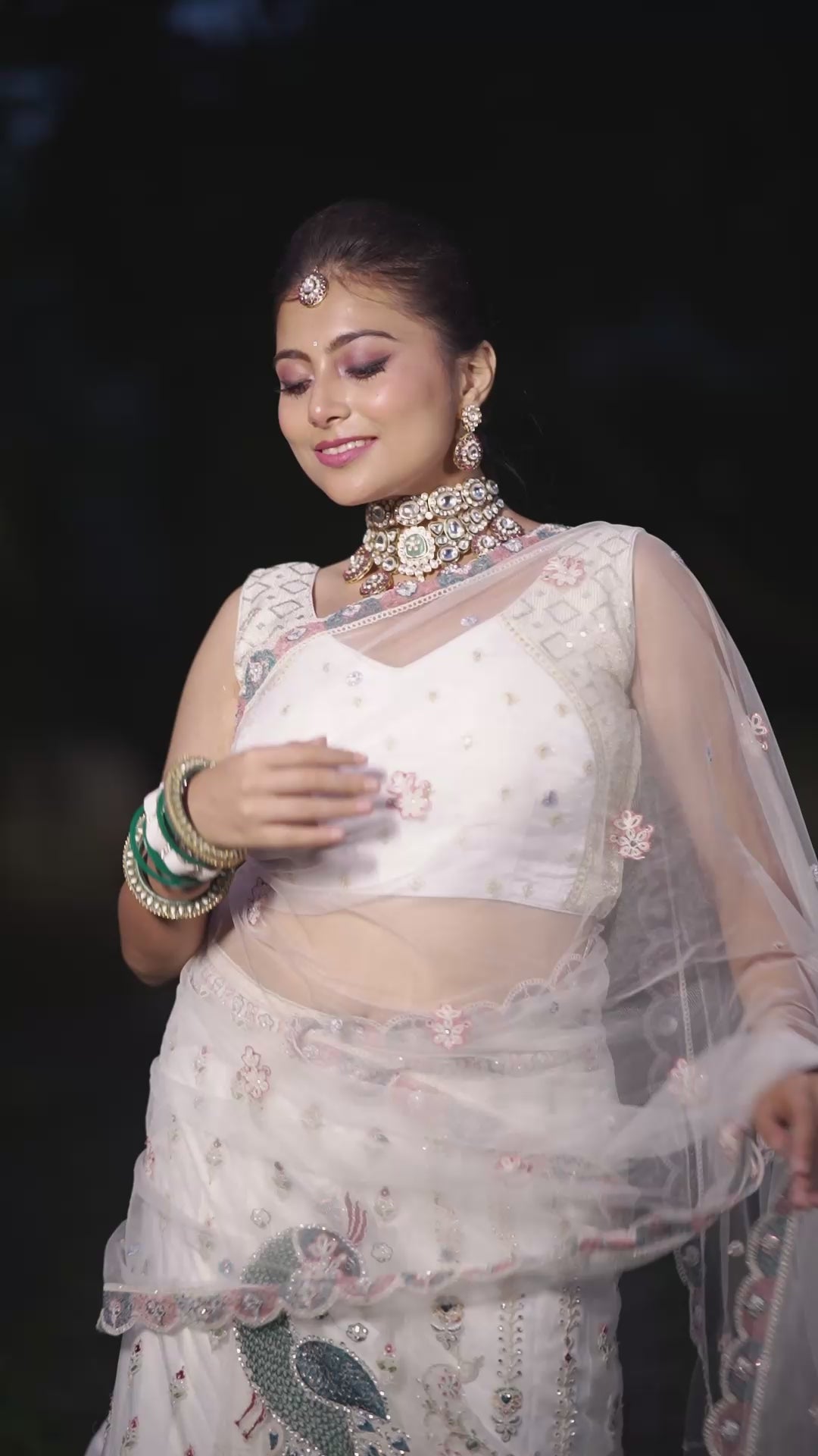 Royal Ivory Peacock Embellished Lehenga Set