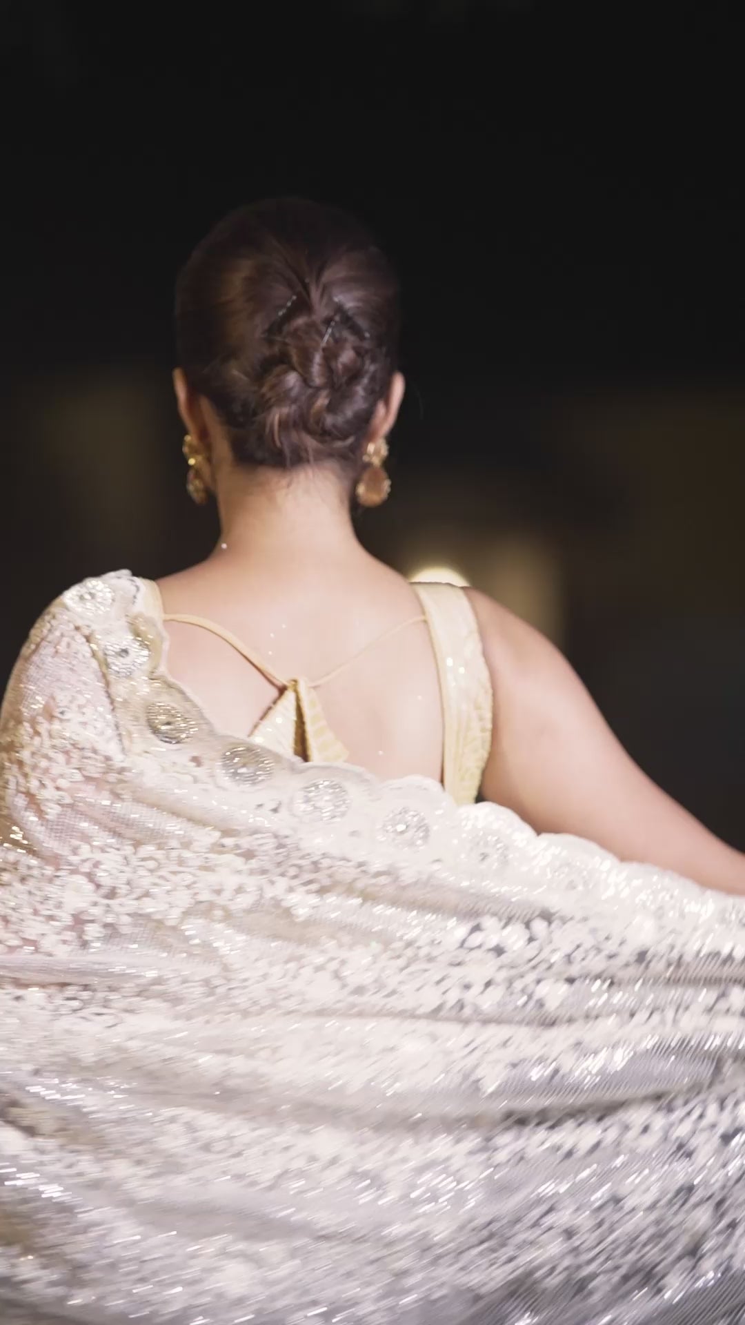 Ivory Luxe Diamond Cluster Saree