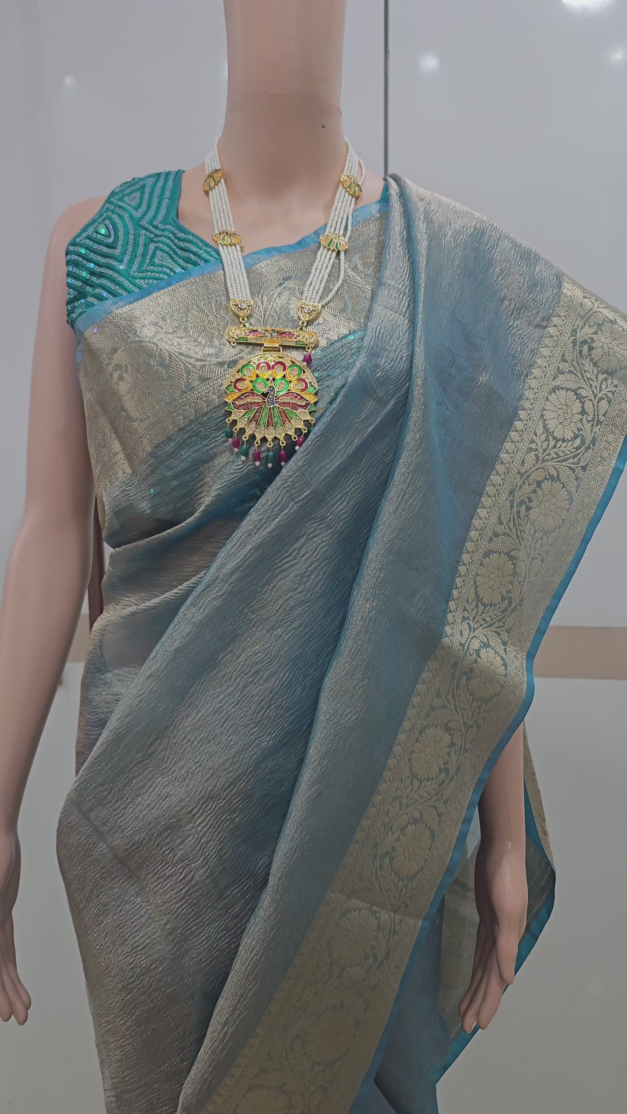 Regal Blue Silk Drape Saree