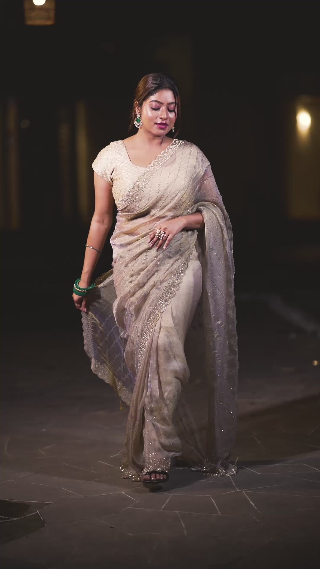 Champagne Gold Embellished Saree