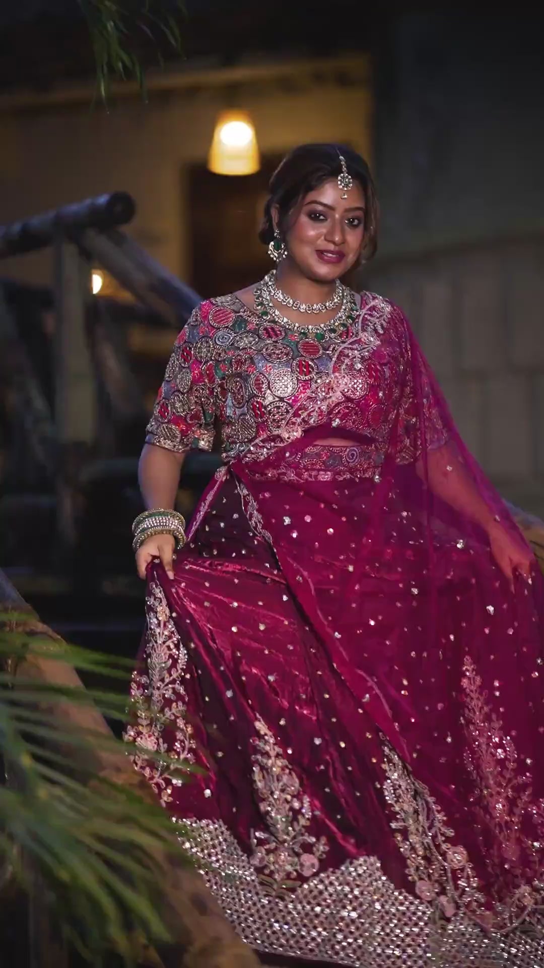 Royal Maroon Embroidered Bridal Lehenga Set