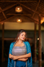 Midnight Teal Indo-Western Cape Set