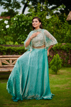 Exclusive 3-Piece Cape Set - Elegant Party Wear with Heavy Embroidery
