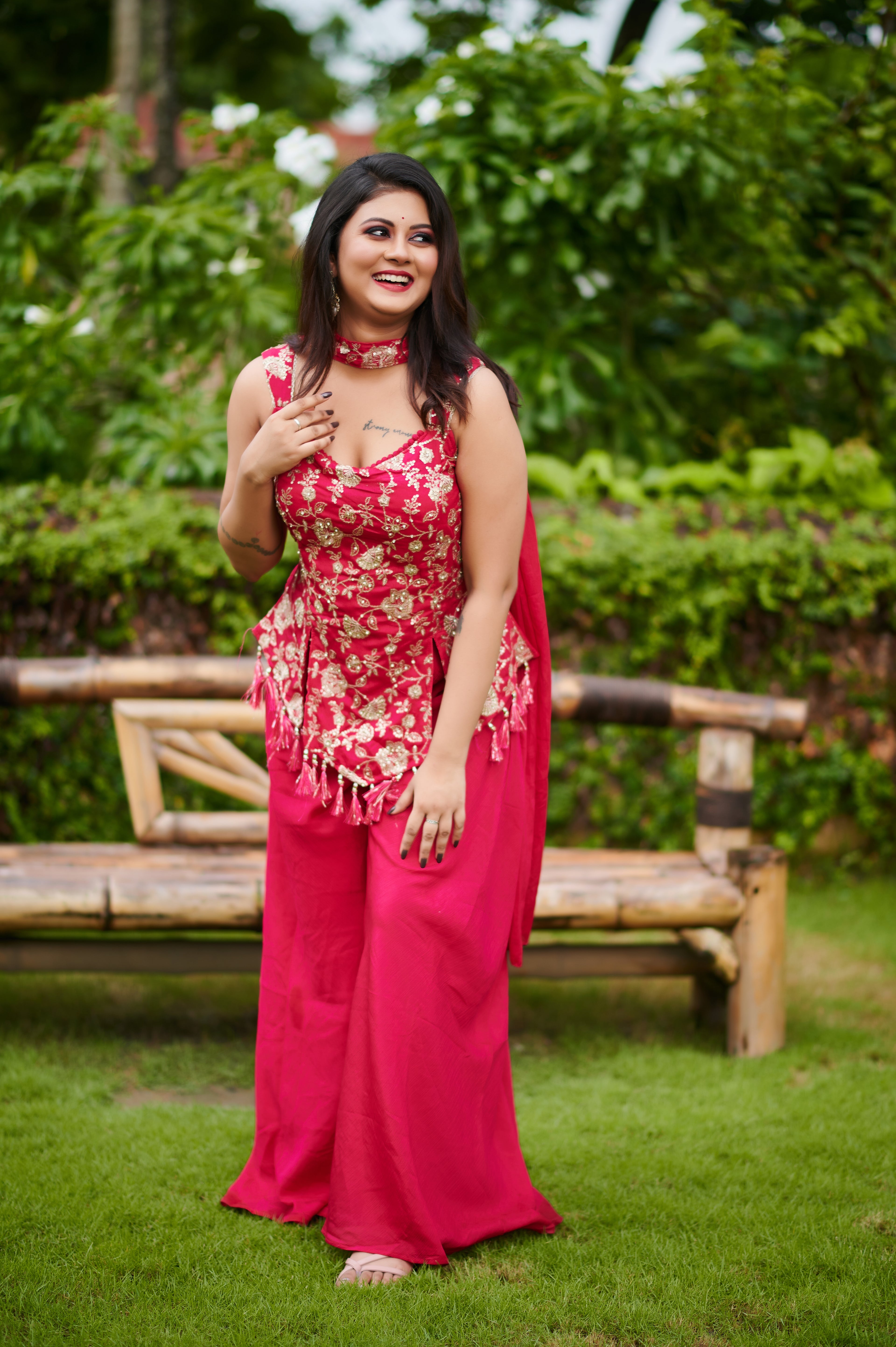 Royal Rouge – Embroidered Indo-Western 3-Piece Set