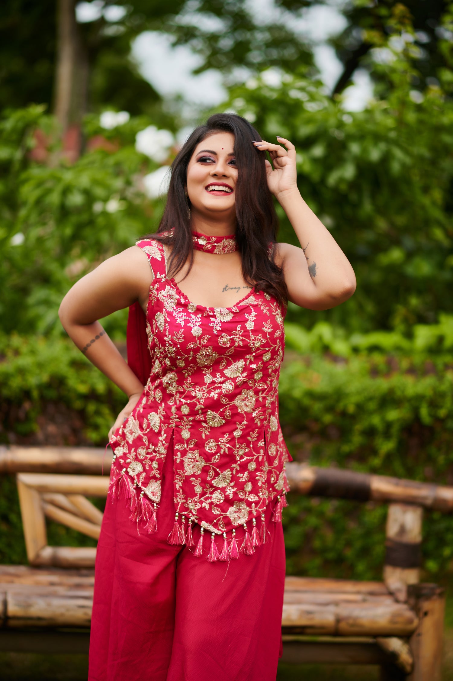 Royal Rouge – Embroidered Indo-Western 3-Piece Set