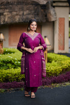 Royal Plum Embroidered Kurta Set