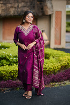 Royal Plum Embroidered Kurta Set