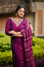 Royal Plum Embroidered Kurta Set