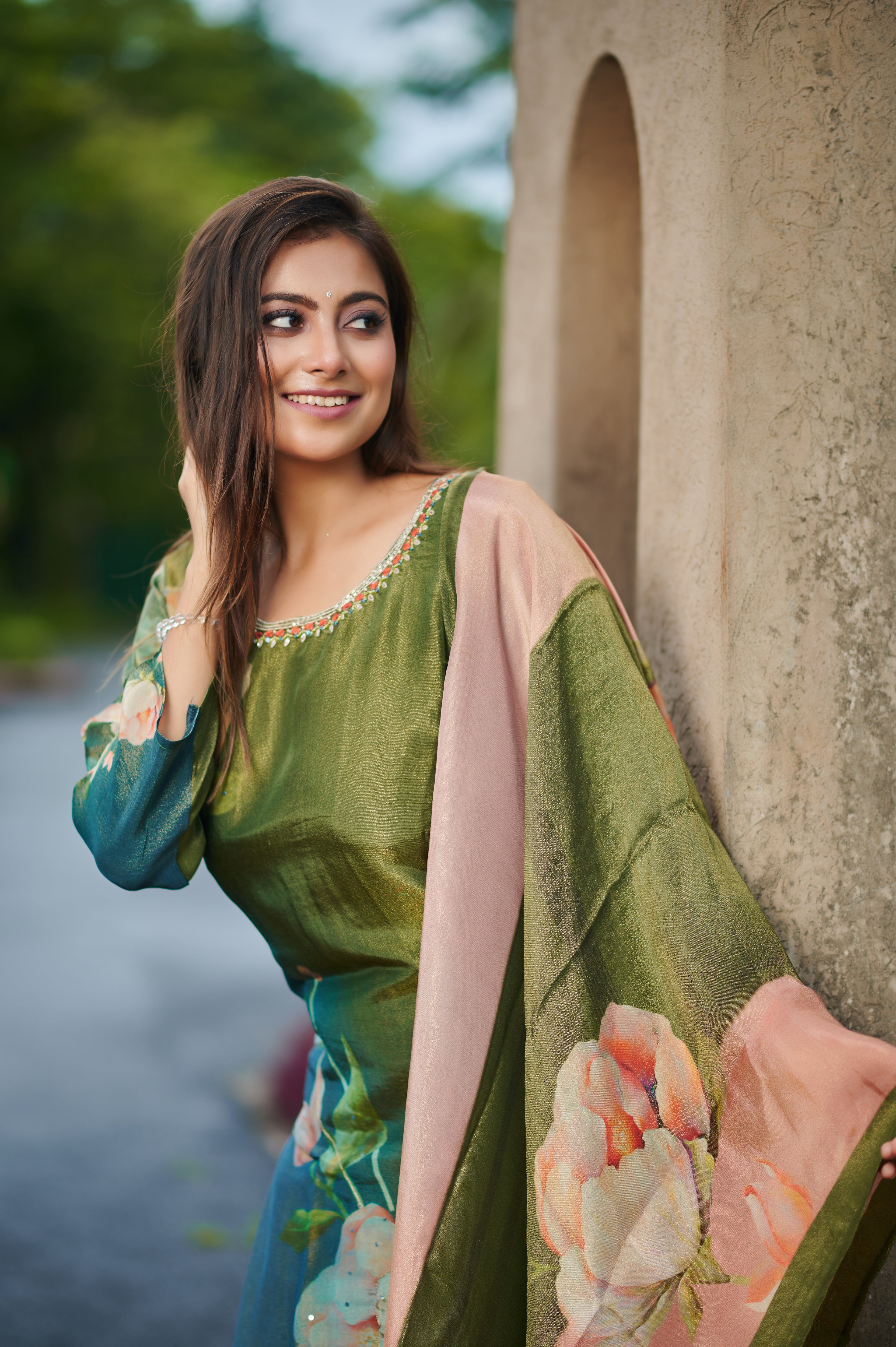 Olive Blossom Kurta Set