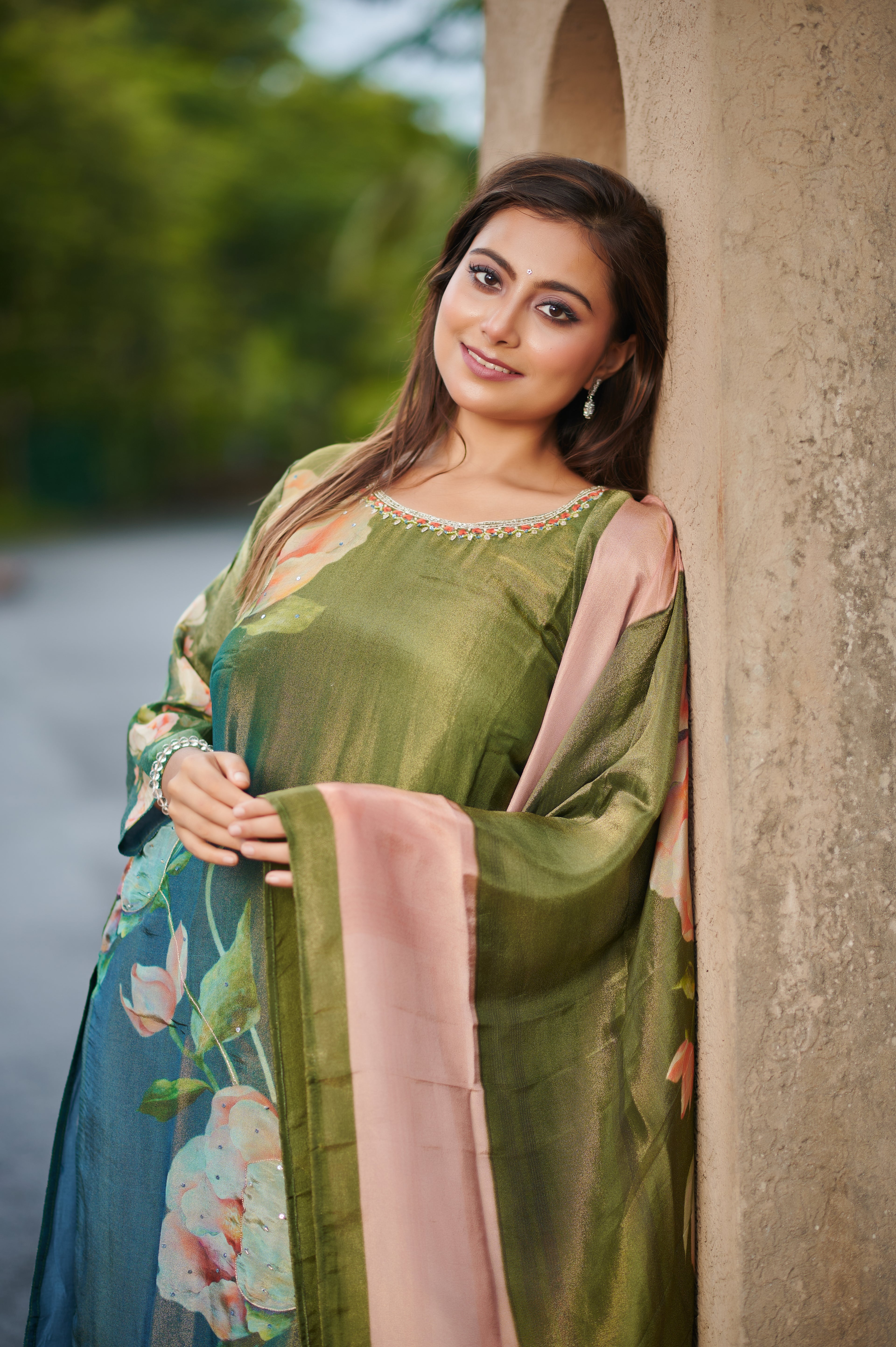 Olive Blossom Kurta Set