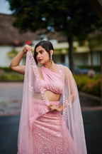 Blush Pink Mirror Embellished Lehenga Set