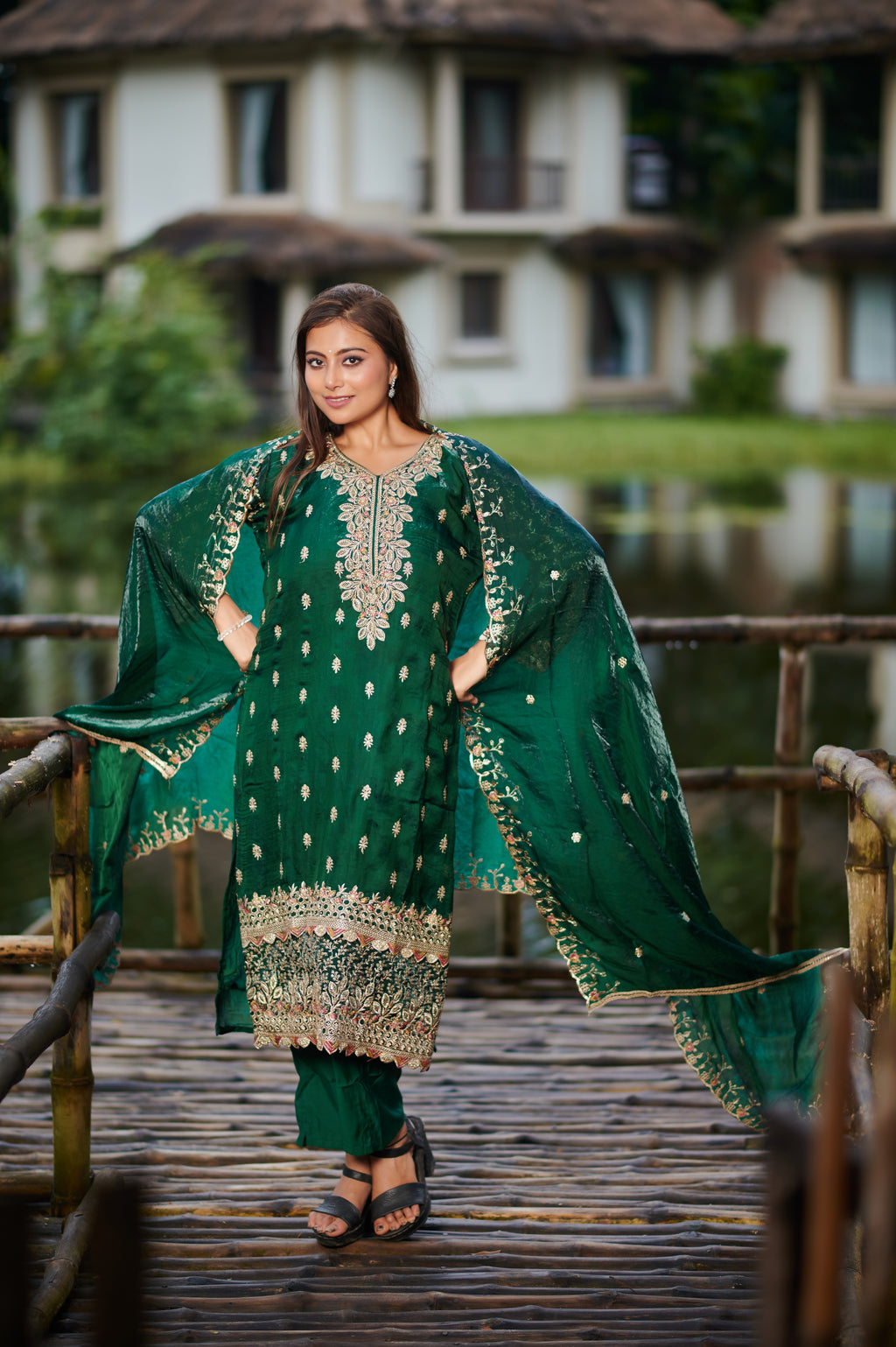 Royal Emerald Hand-Embroidered Kurta Set