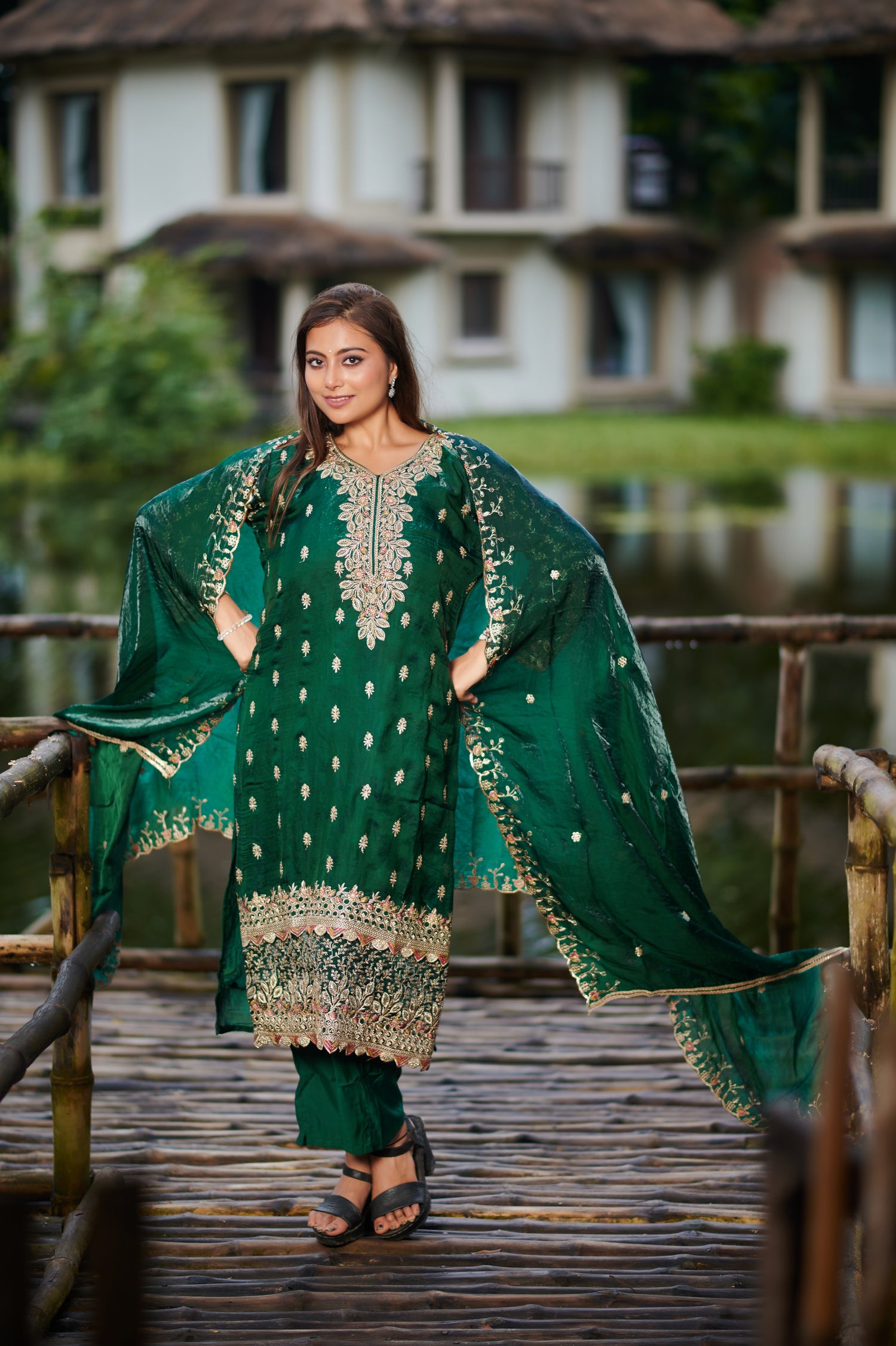 Royal Emerald Hand-Embroidered Kurta Set