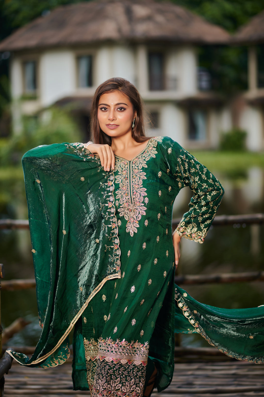 Royal Emerald Hand-Embroidered Kurta Set