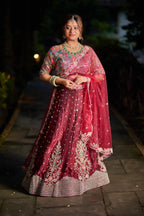Royal Maroon Embroidered Bridal Lehenga Set