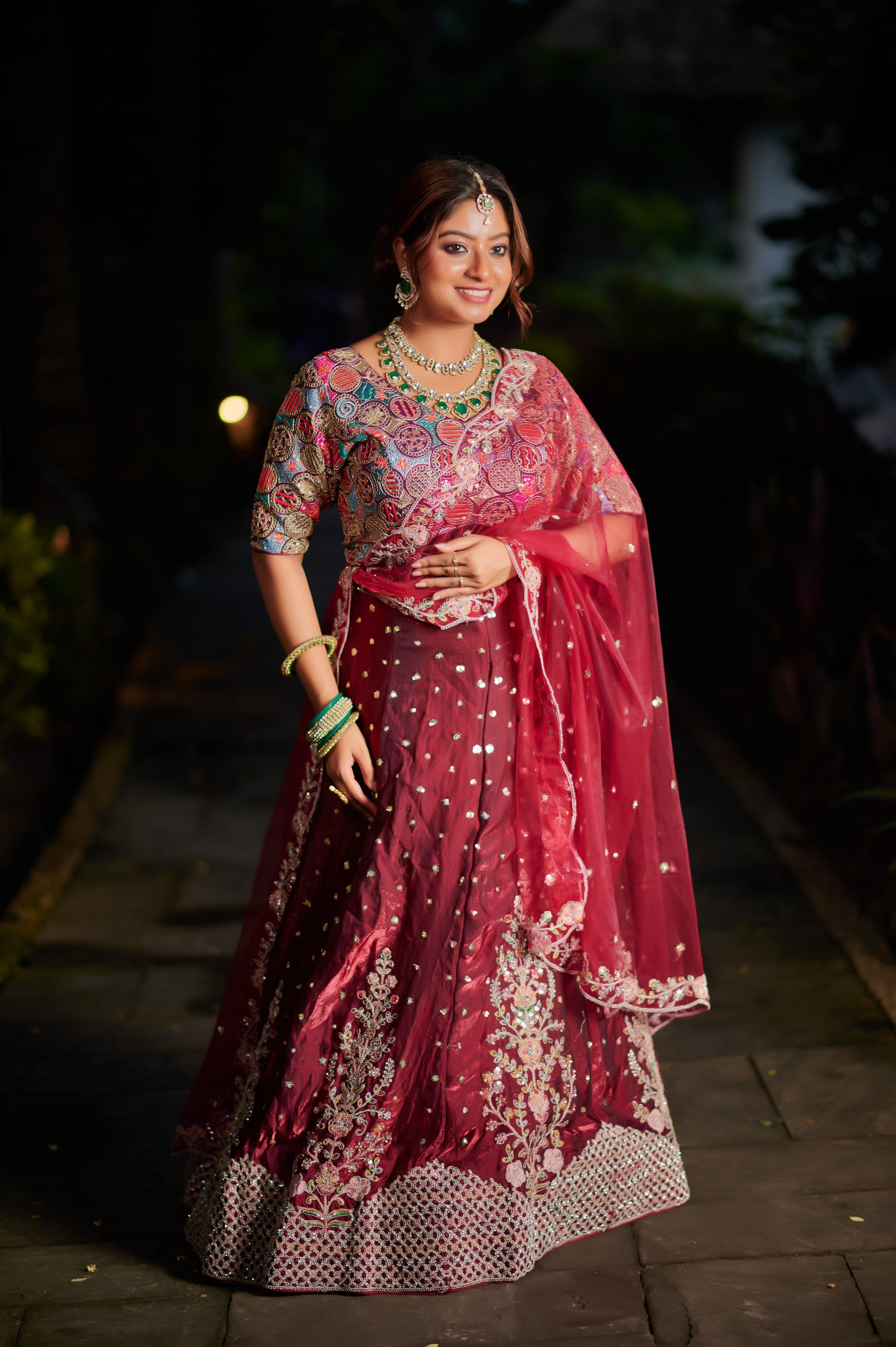 Royal Maroon Embroidered Bridal Lehenga Set