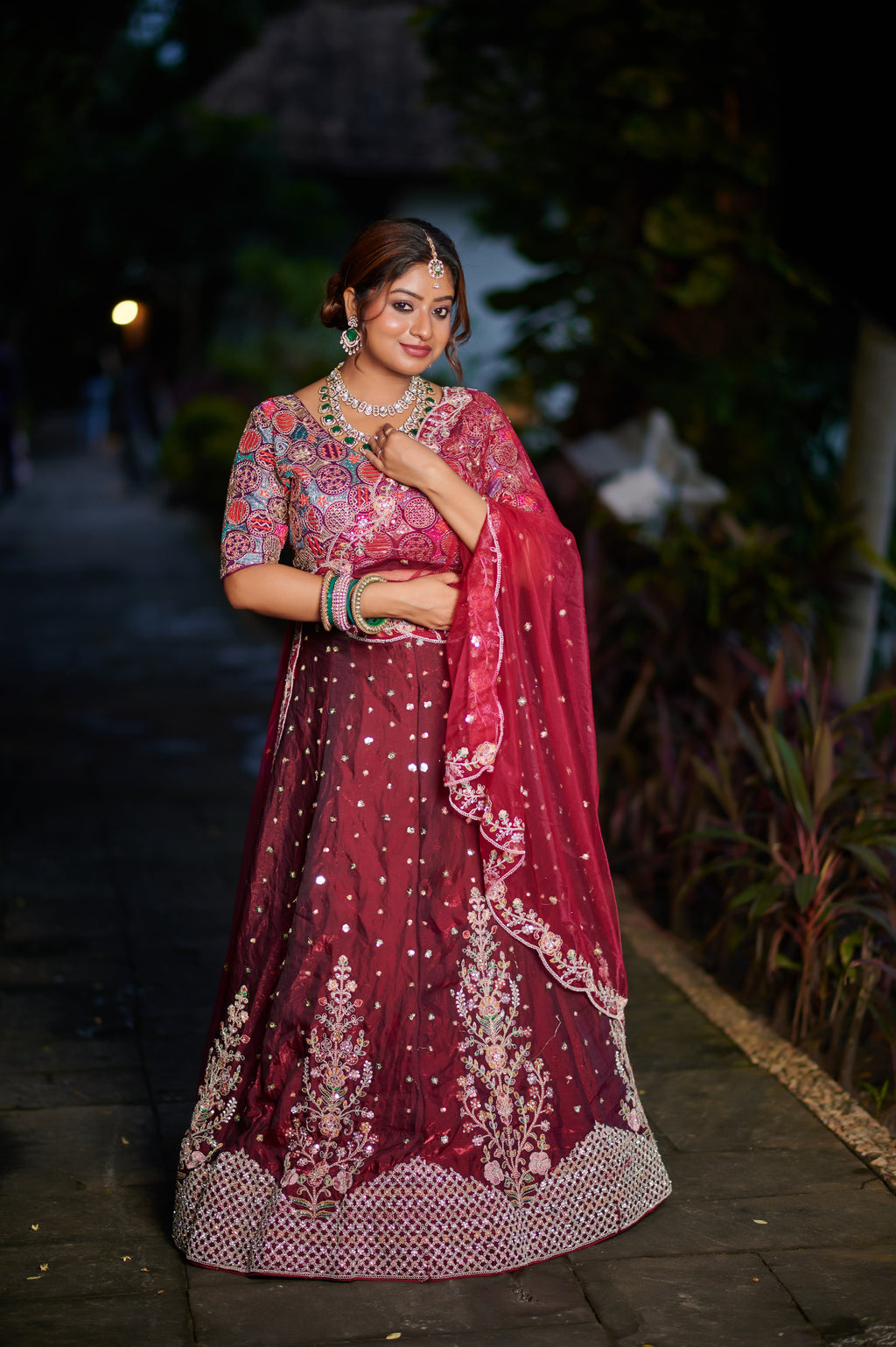 Royal Maroon Embroidered Bridal Lehenga Set