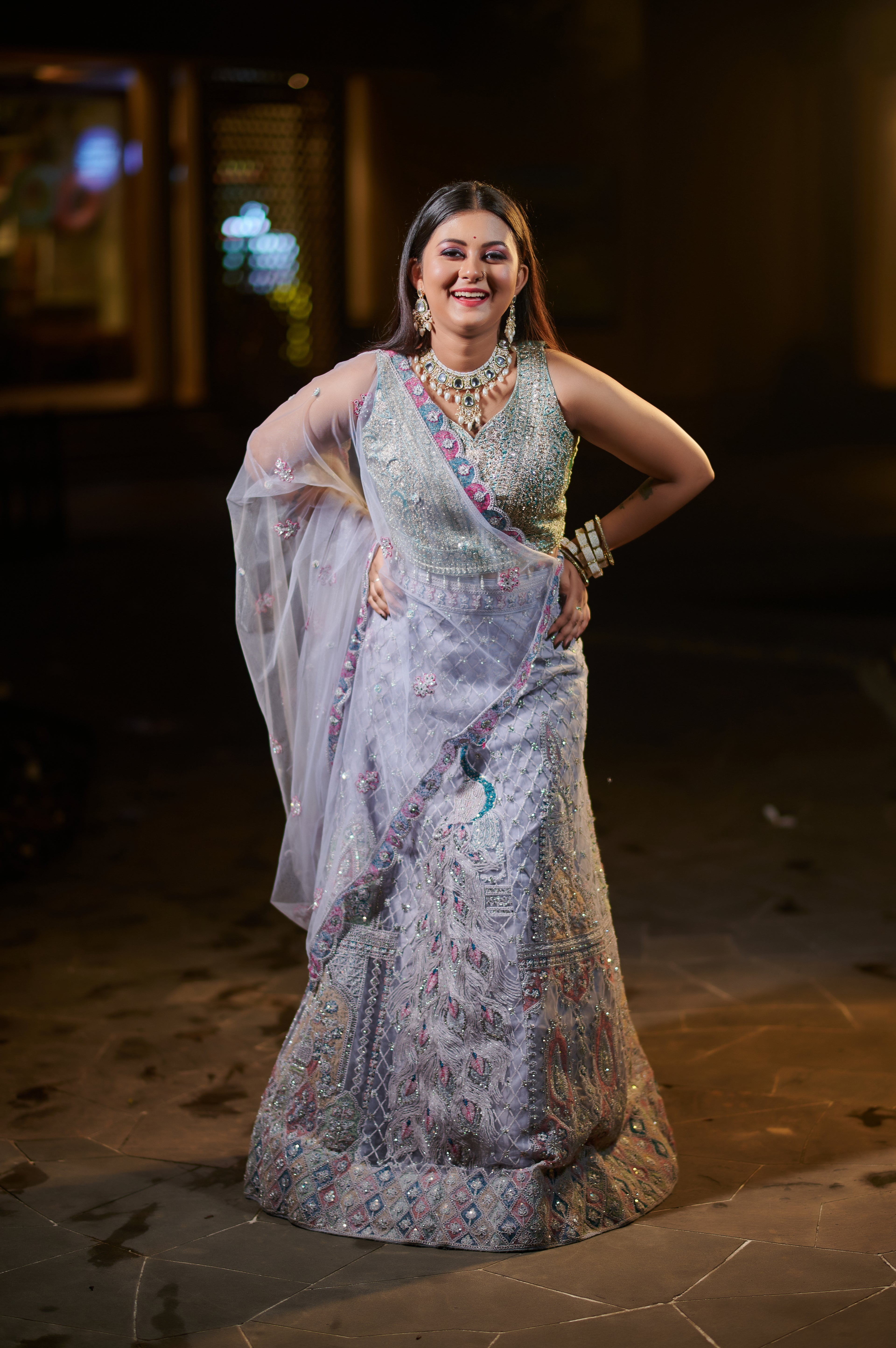 Majestic Mauve Full-Flair Embroidered Lehenga