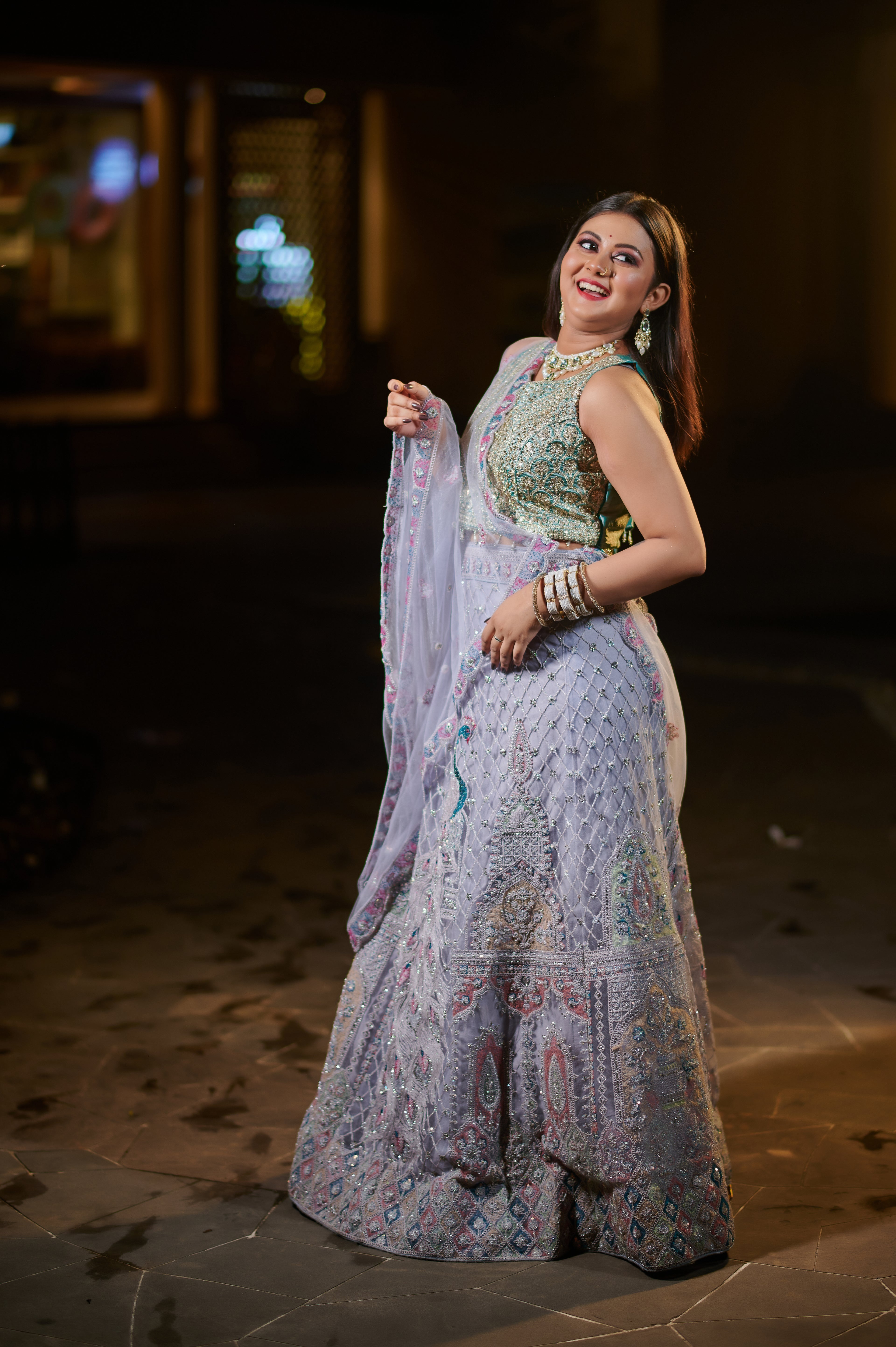 Majestic Mauve Full-Flair Embroidered Lehenga