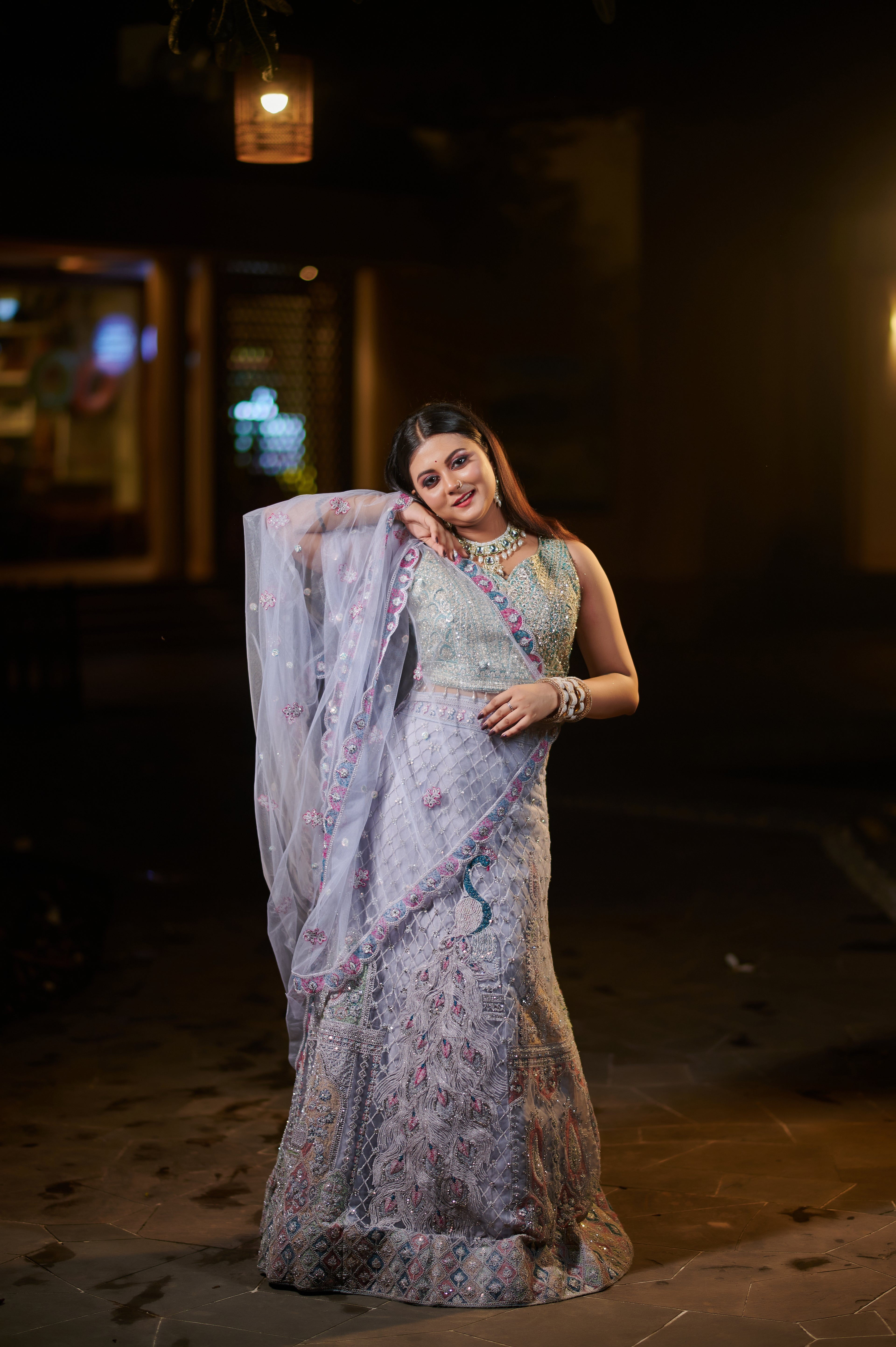 Majestic Mauve Full-Flair Embroidered Lehenga