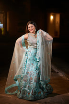 "Land of Dreams” – Handcrafted Pastel Storytelling Lehenga