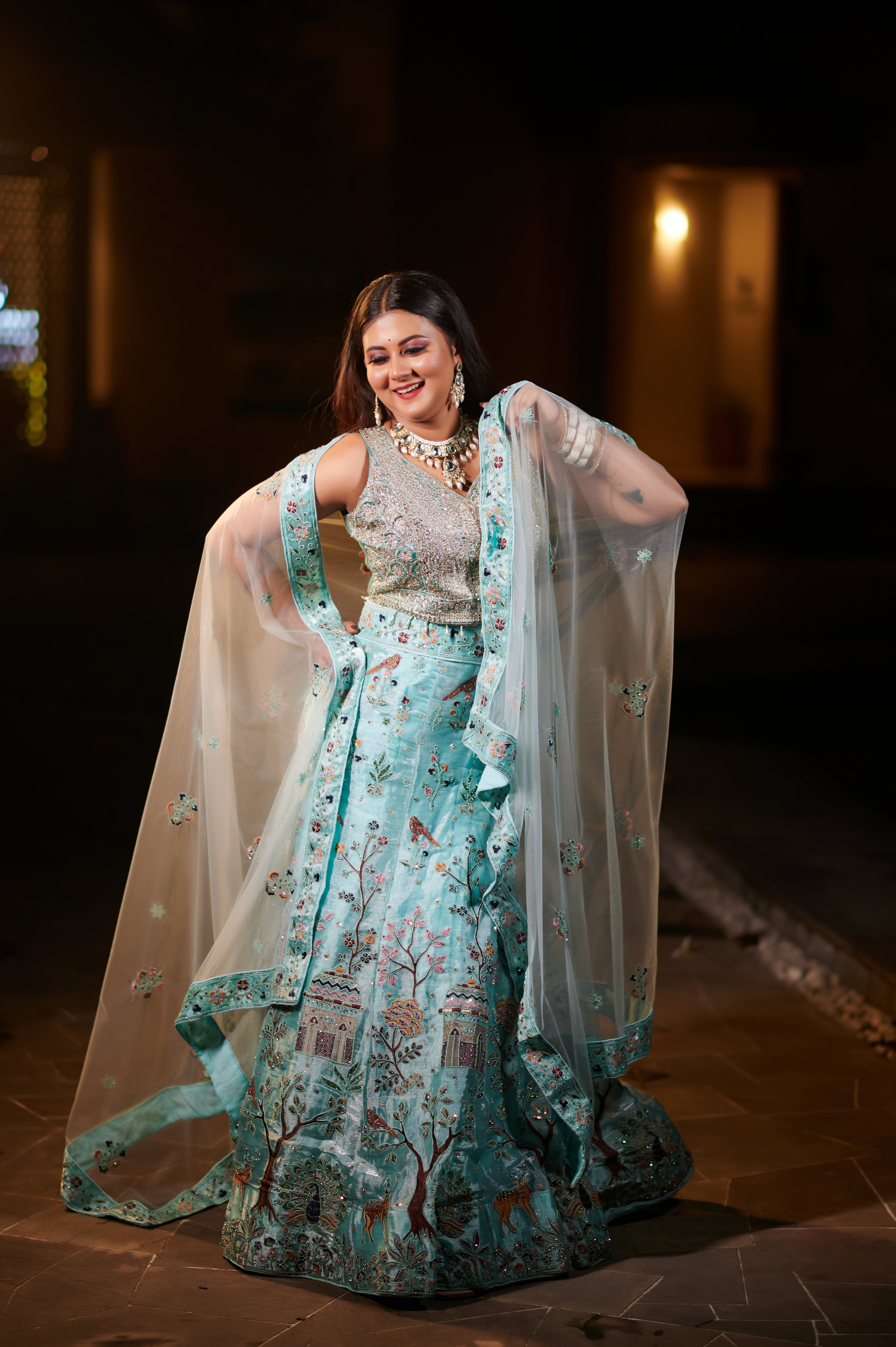 "Land of Dreams” – Handcrafted Pastel Storytelling Lehenga