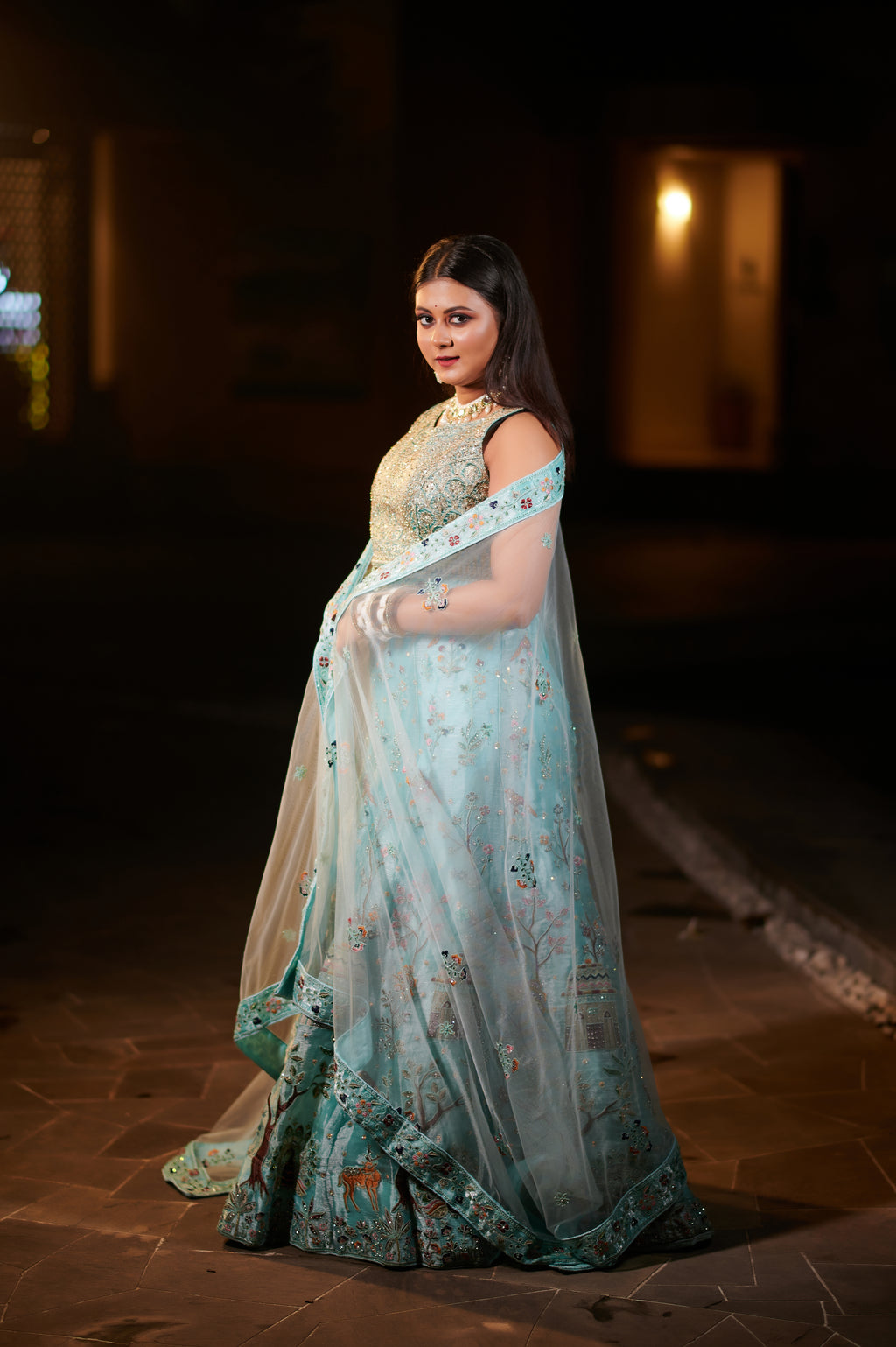 "Land of Dreams” – Handcrafted Pastel Storytelling Lehenga