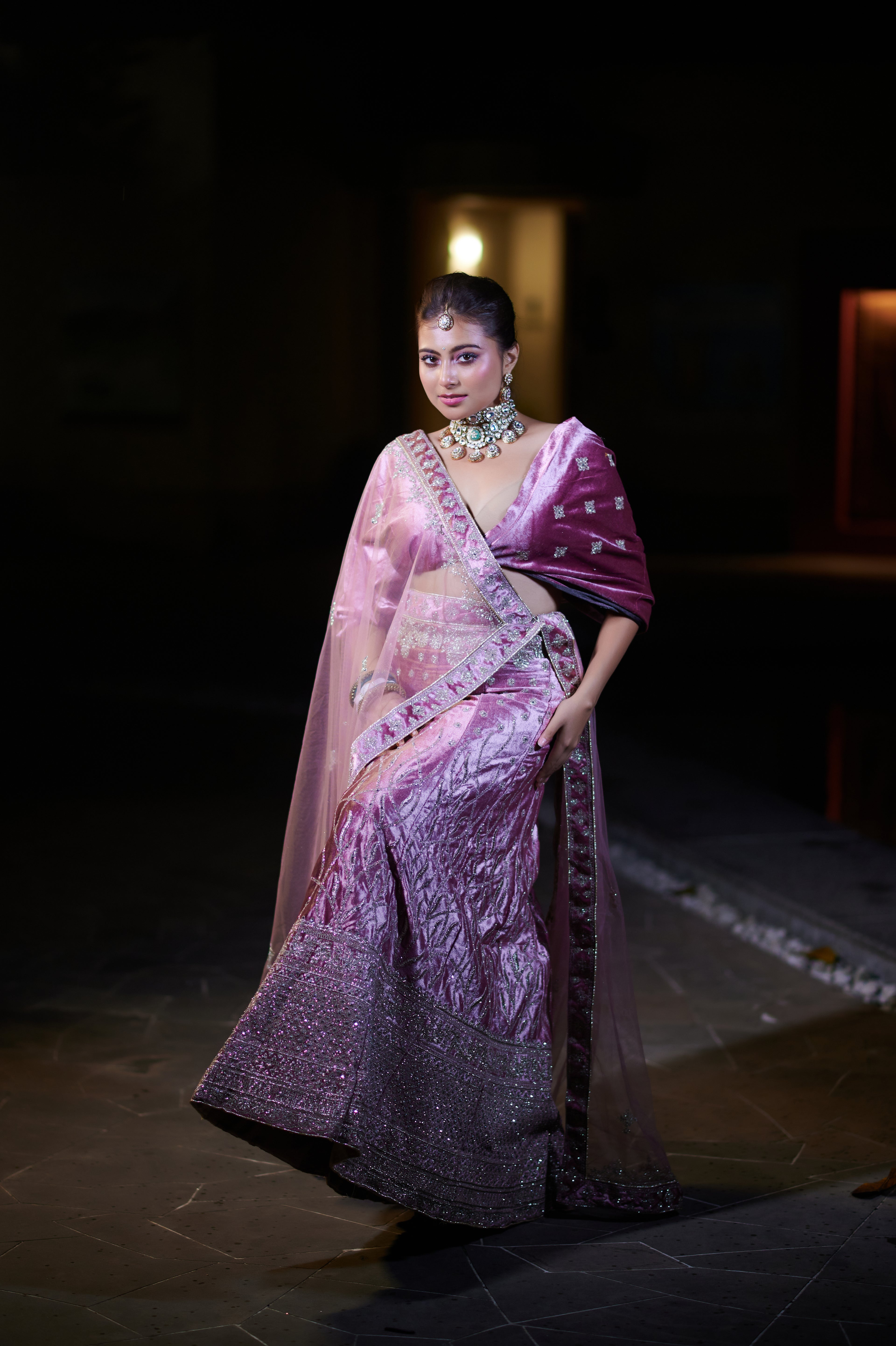 Rose Quartz Velvet Elegance Lehenga