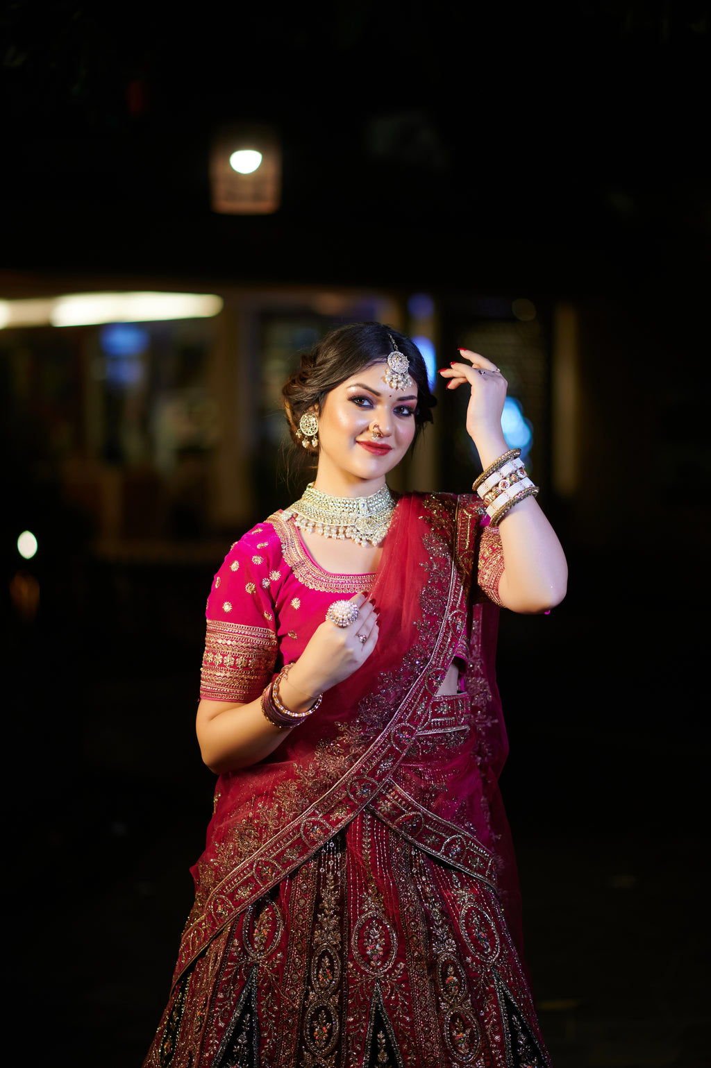 Gulnaar – Magenta Heavy Bridal Lehenga with Heritage Handwork