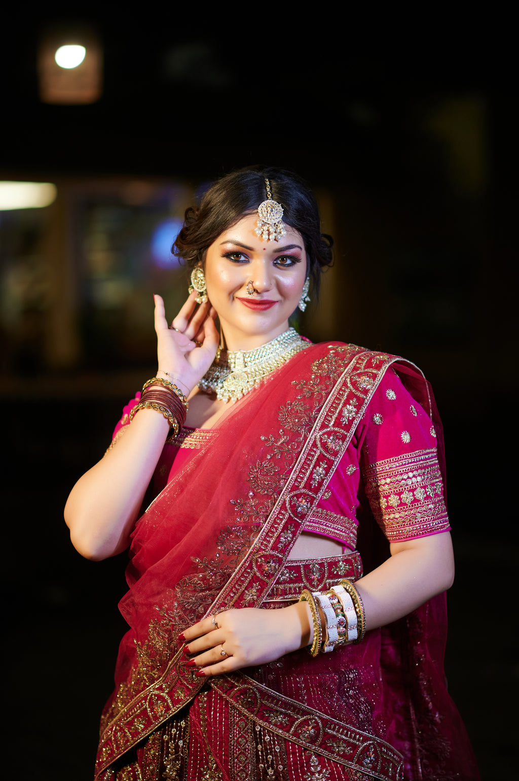 Gulnaar – Magenta Heavy Bridal Lehenga with Heritage Handwork