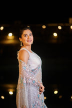 Celestial Bloom Hand-Embroidered Designer Saree